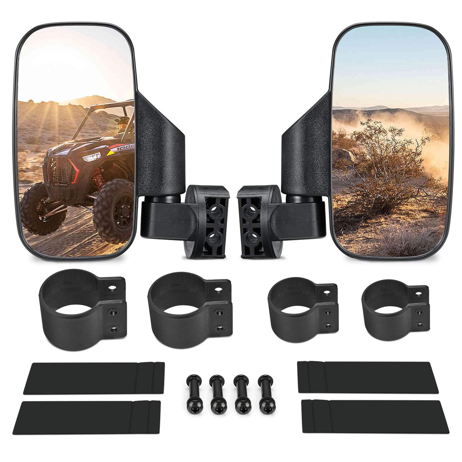 UTV Adjustable Rear View Mirror & Side Mirrors for 1.75"-2" Round Tube - Image 2