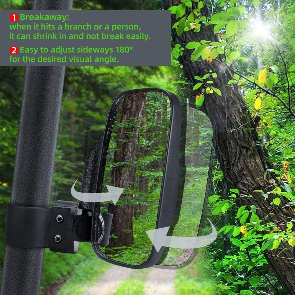 UTV Adjustable Rear View Mirror & Side Mirrors for 1.75"-2" Round Tube - Image 7