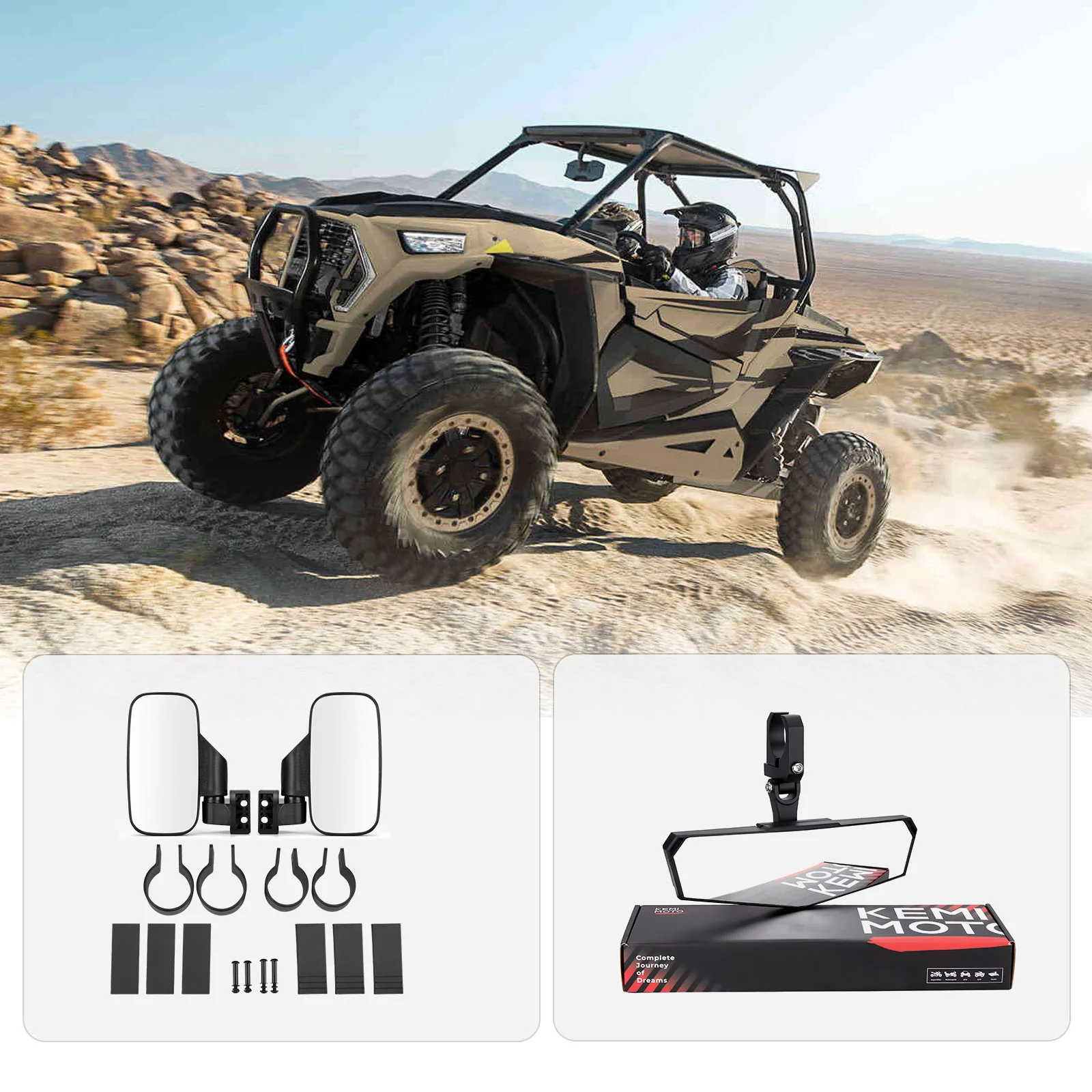 UTV 1.75" /  2" Side Mirror and Race Convex Mirror - Image 4