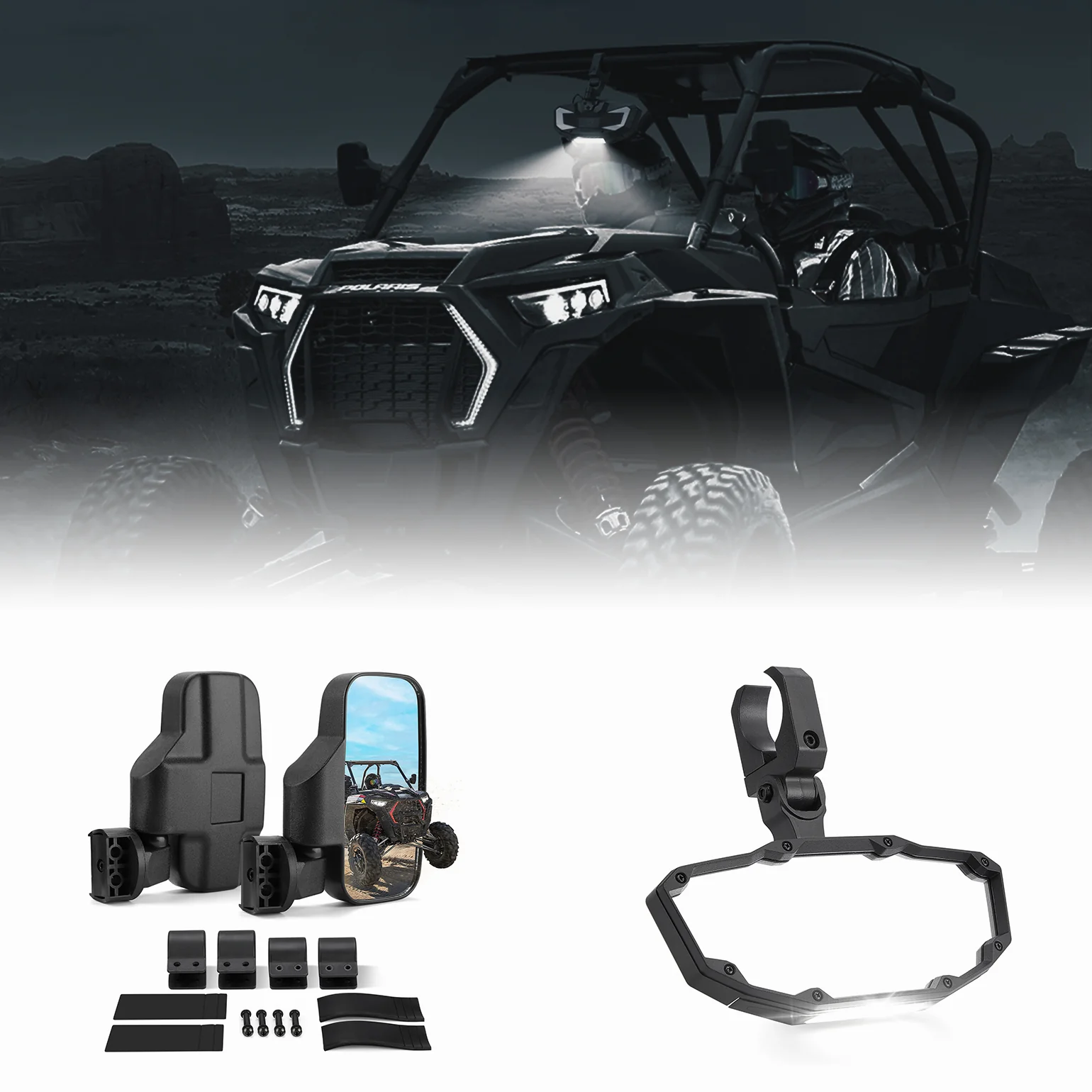 UTV 1.75" /  2" Side View Mirrors and Center Mirror - Image 4
