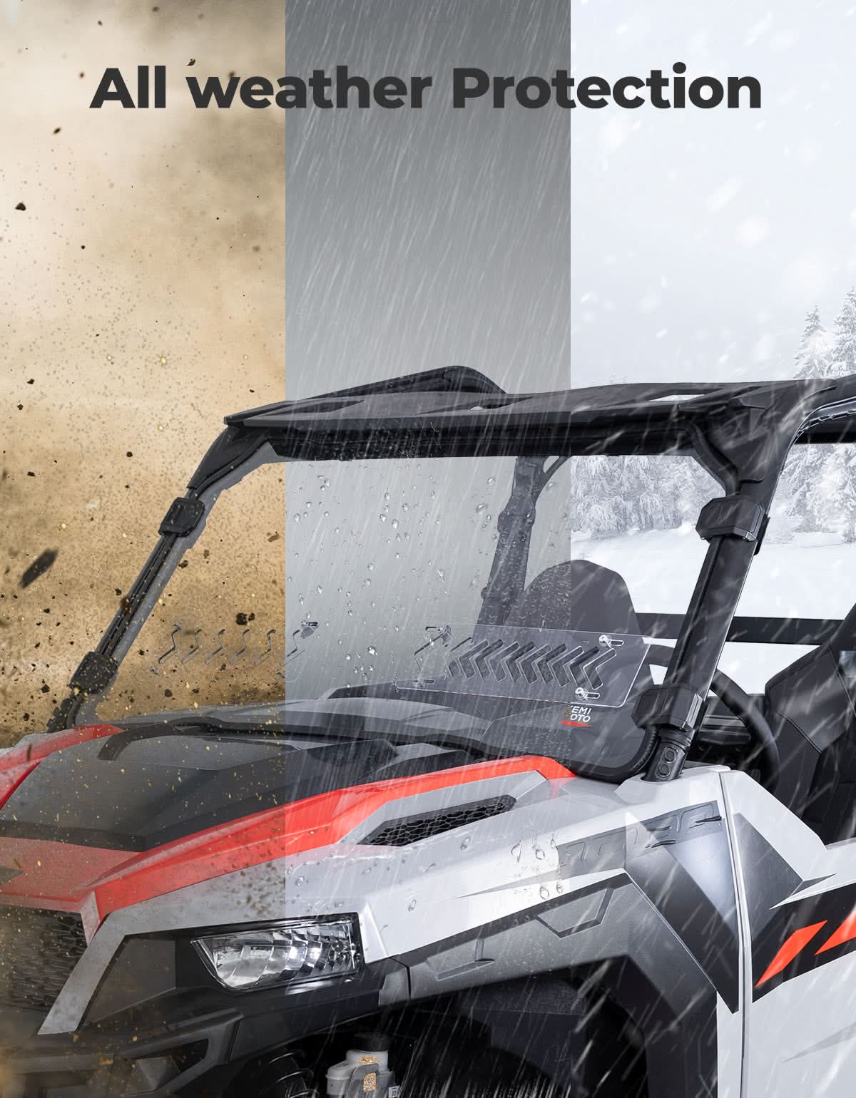 UTV 2-IN-1 Front Vented Windshield Compatible with Polaris General 1000, XP 1000, 4 1000 - Image 5