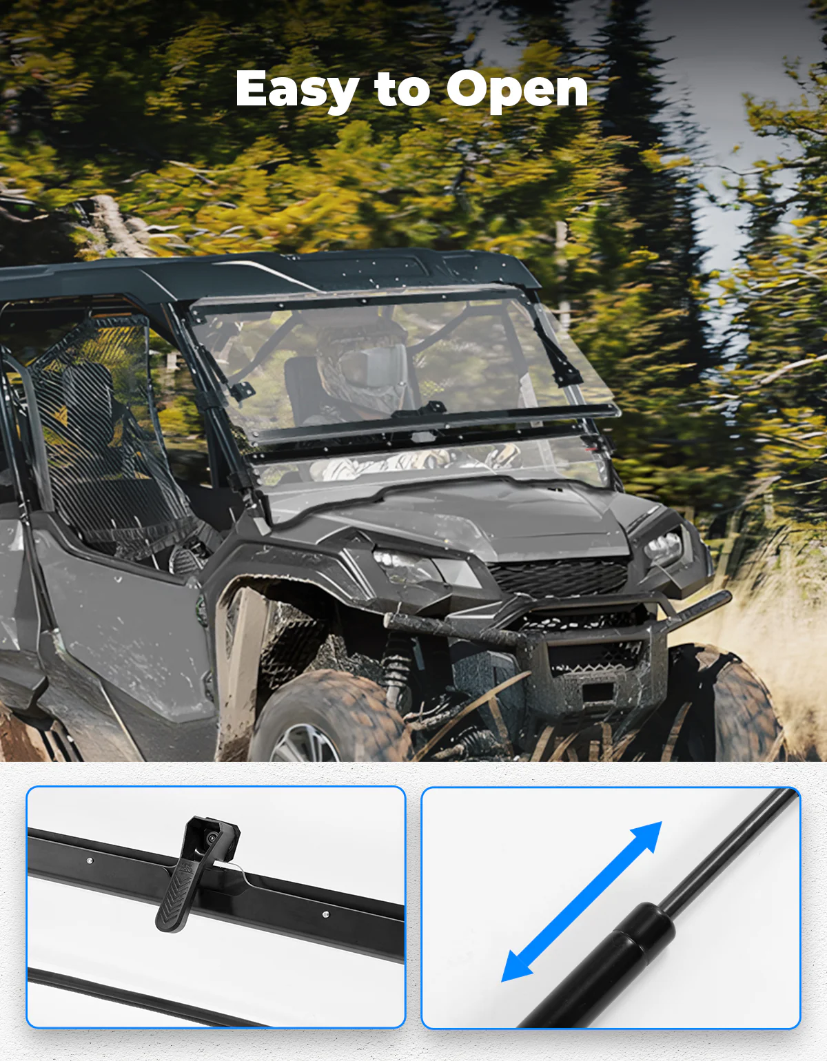 UTV2-IN-1 Flip Windshield for Pioneer 1000 /1000-5 /1000-6 - Image 3