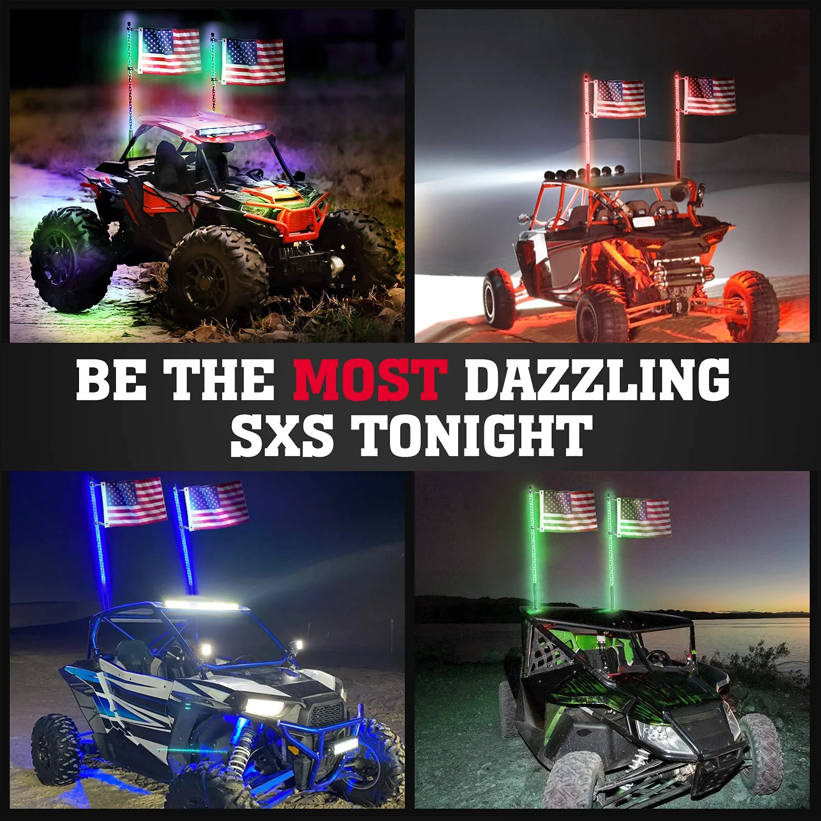 UTV 4FT RGB Spiral Whip Lights with a Free Spring Base - Image 8