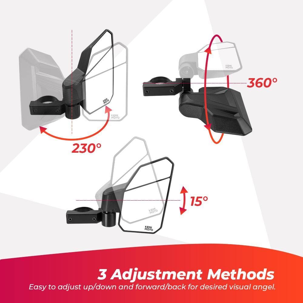 UTV 1.6"-2" Side Mirrors for Polaris RZR, Pioneer, Can Am Maverick X3 - Image 3