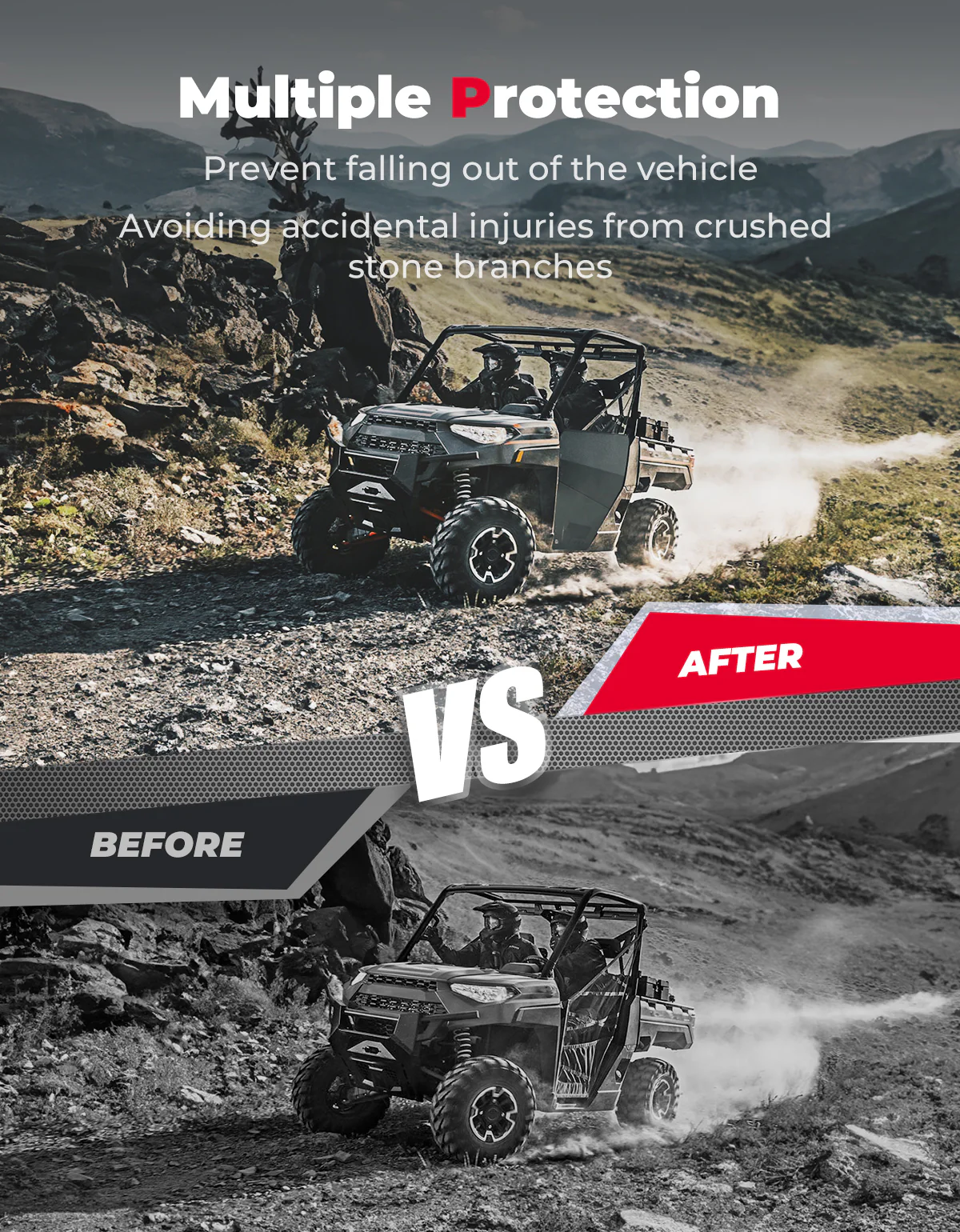 UTV Aluminum Half Doors for Polaris Ranger XP 1000 2018-2026 - Image 3