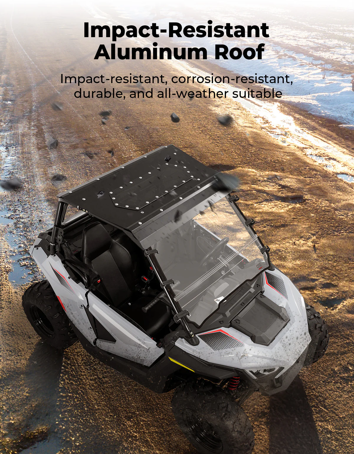 UTV Aluminum Roof with Fixed Sunroof for Polaris RZR 200 2022-2025 - Image 3