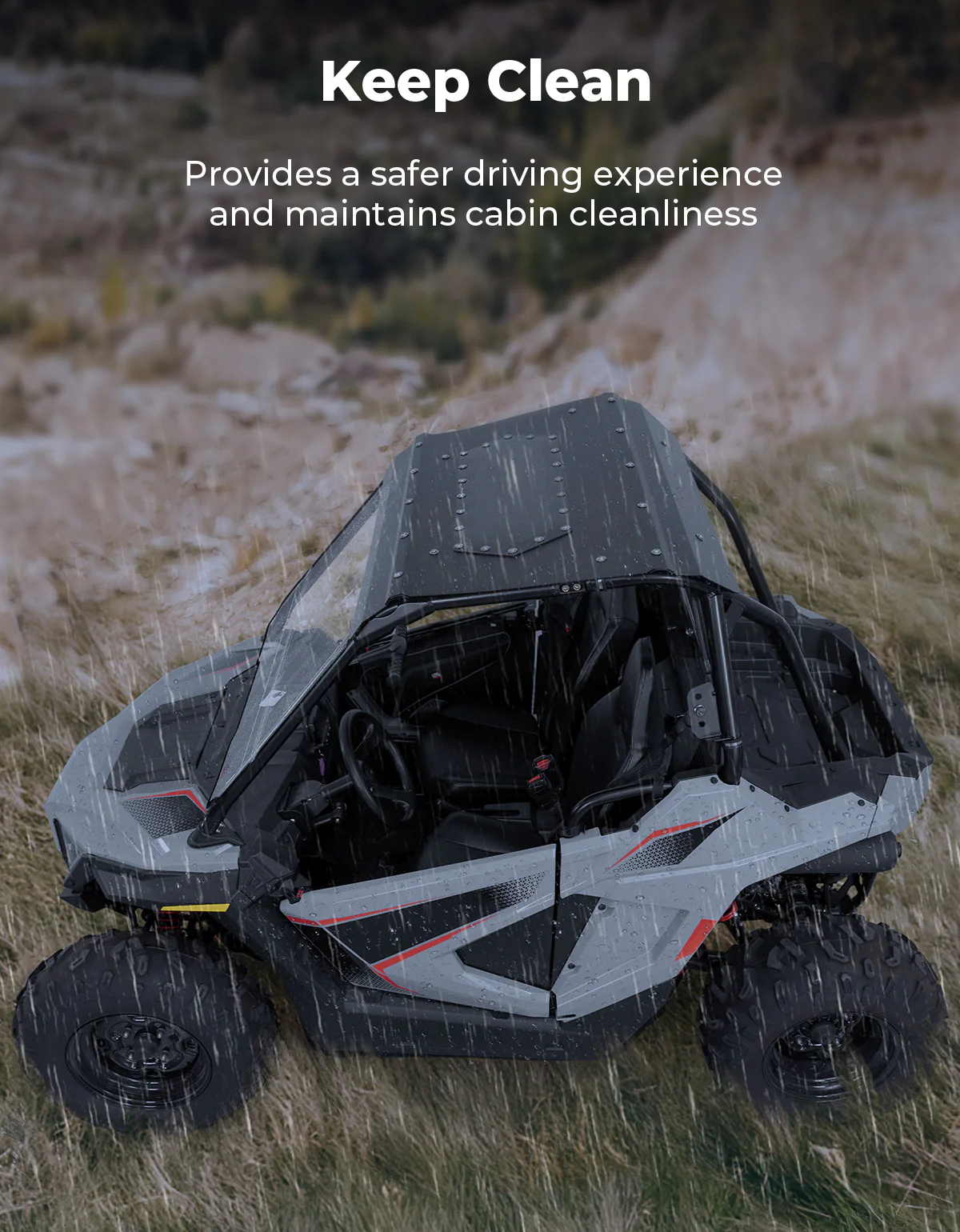 UTV Aluminum Roof with Fixed Sunroof for Polaris RZR 200 2022-2025 - Image 4
