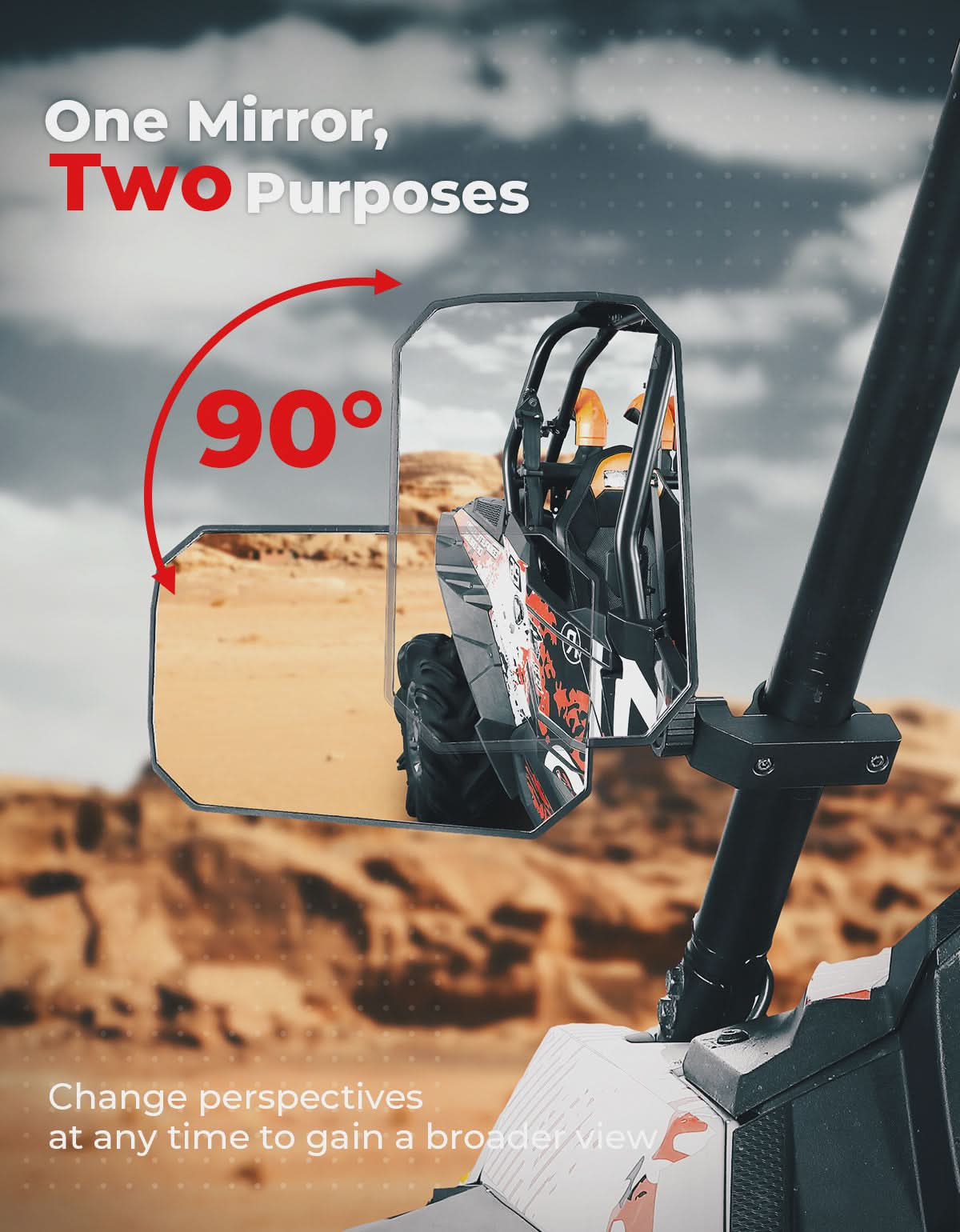 UTV Aluminum Side Mirrors for Polaris RZR/Can Am X3/Pioneer/Talon/Teryx/CFMOTO - Image 3