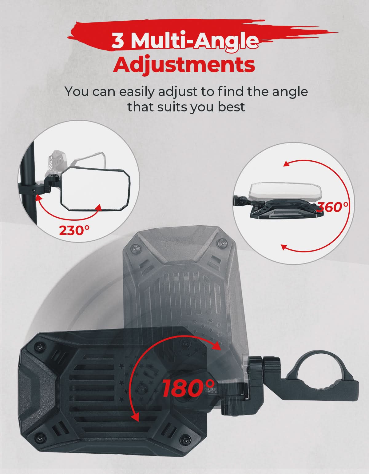 UTV Aluminum Side Mirrors for Polaris RZR/Can Am X3/Pioneer/Talon/Teryx/CFMOTO - Image 5