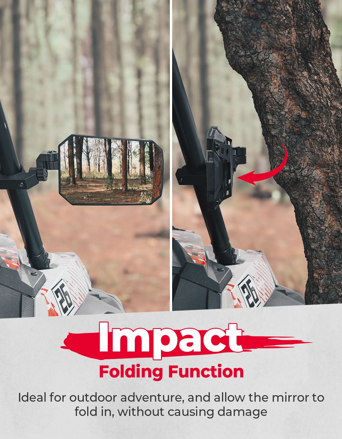 UTV Aluminum Side Mirrors for Polaris RZR/Can Am X3/Pioneer/Talon/Teryx/CFMOTO - Image 7