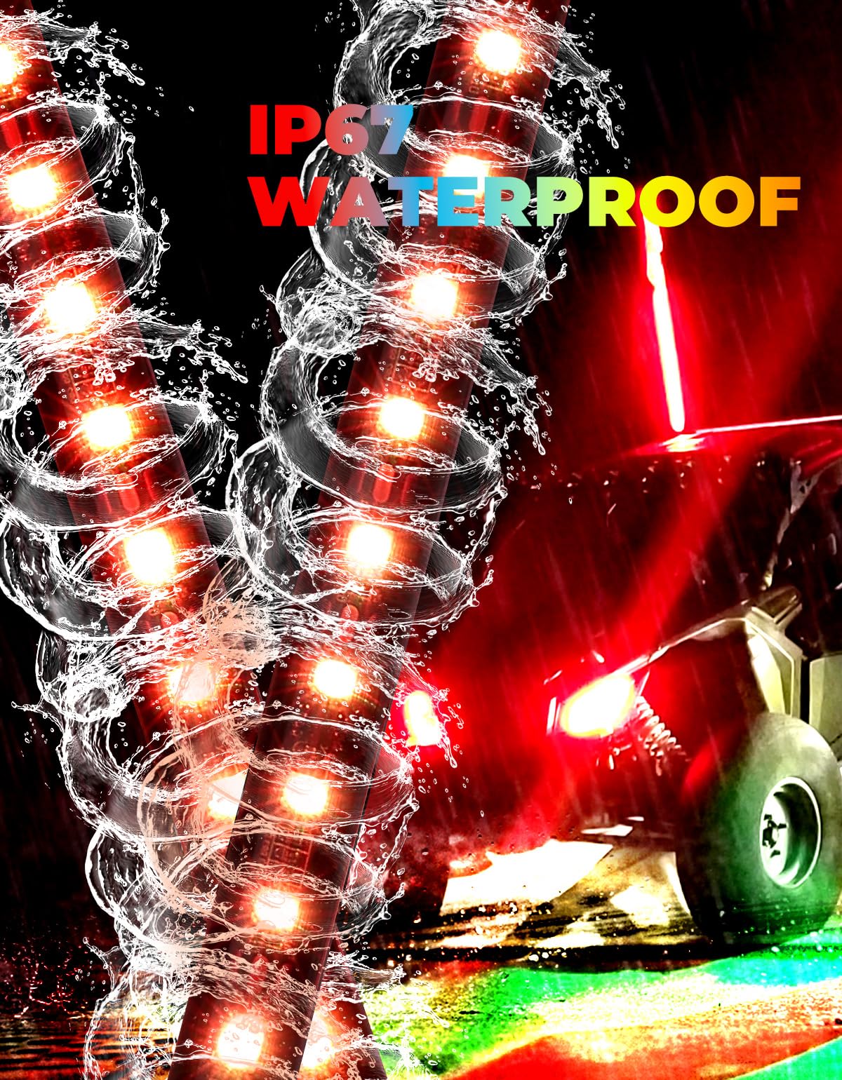 UTV 2pcs 3ft / 4ft Whip Lights with Spring Base for X3 / RZR - Image 6