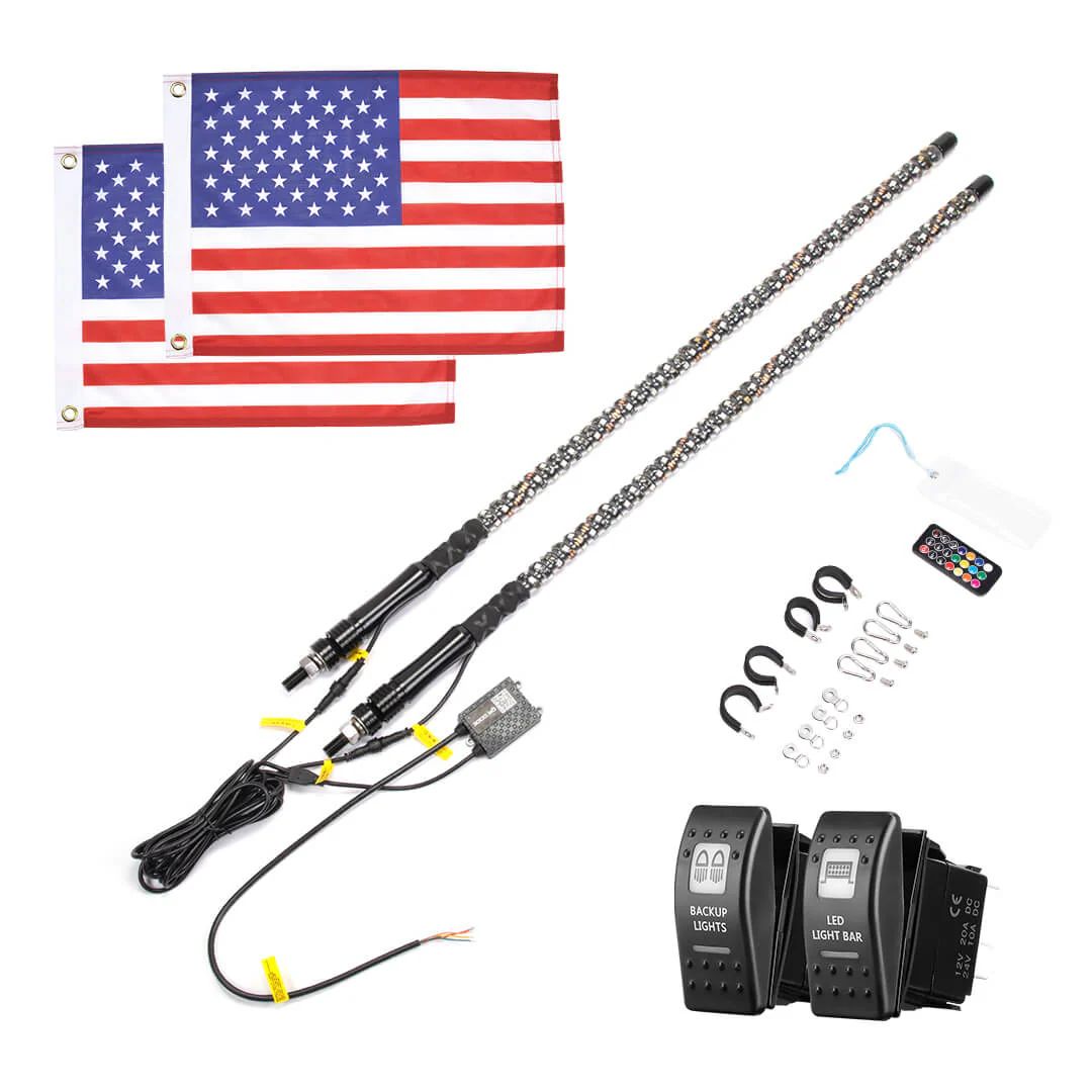 4FT 2PCS Spiral Whip Light Bluetooth Control - Image 12