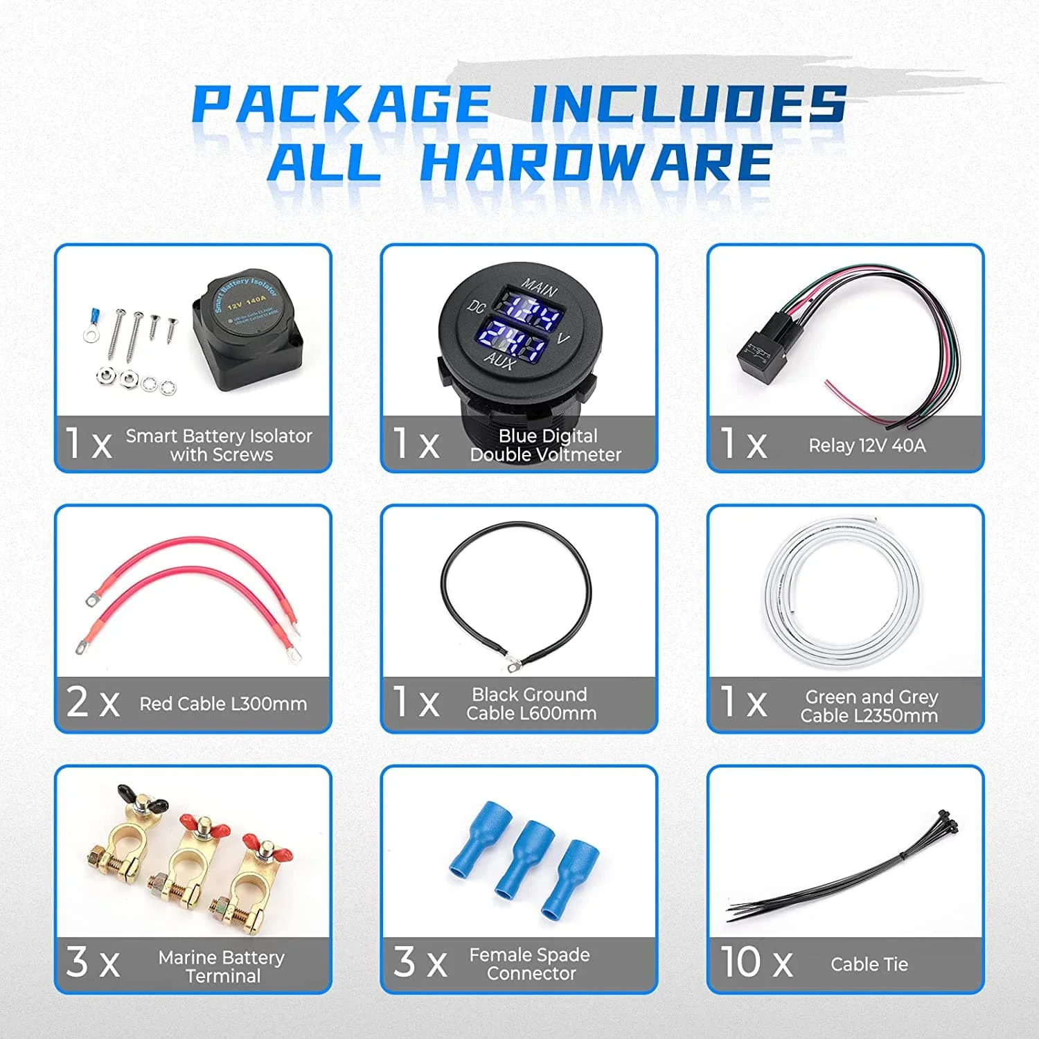 UTV ATV Dual Battery Isolator Kit 12V 140AMP - Image 2