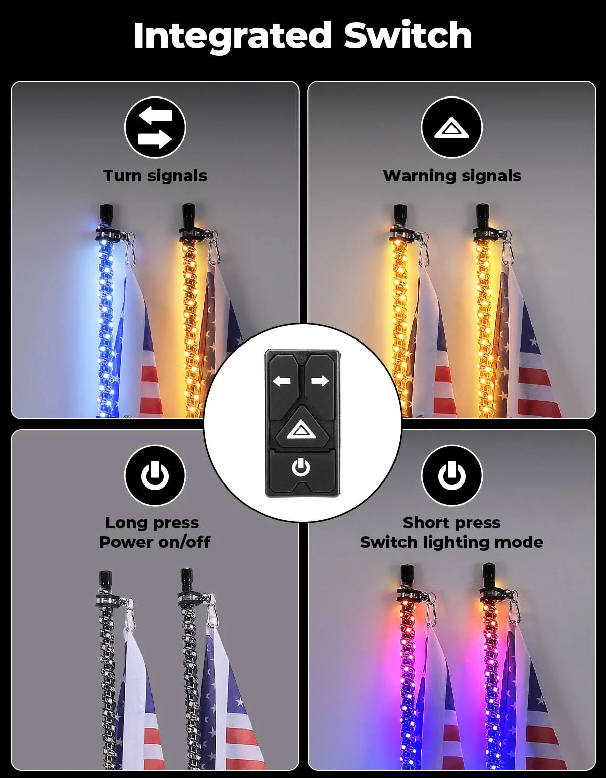 UTV/ATV Universal 3FT LED Whip Lights & Rock Lights Combo - Image 5