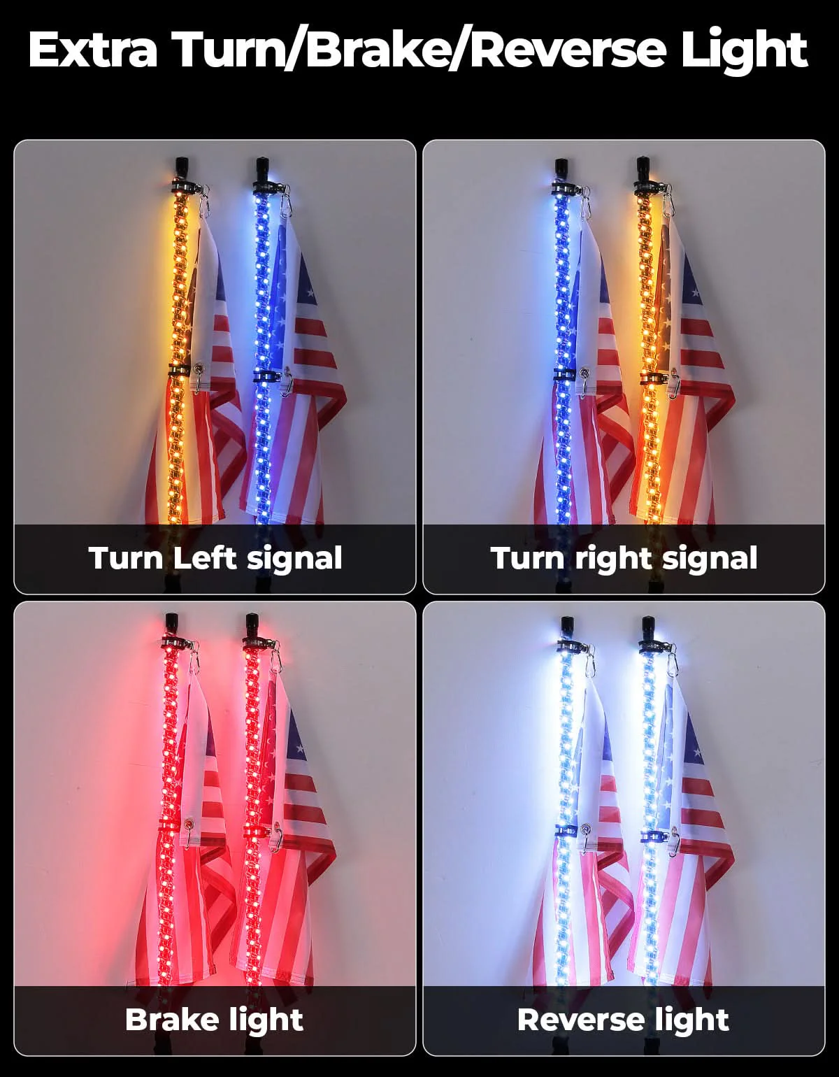 UTV/ATV Universal 3FT LED Whip Lights & Rock Lights Combo - Image 7