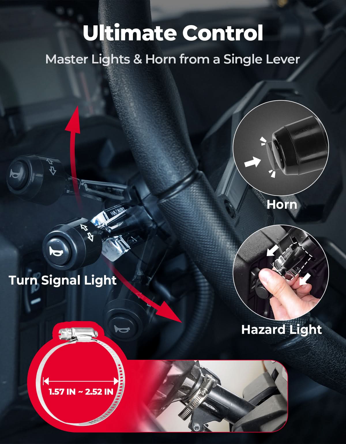 UTV/ATV Universal Turn Signal Kit with Dash Indicator & Sync Taillight - Image 4