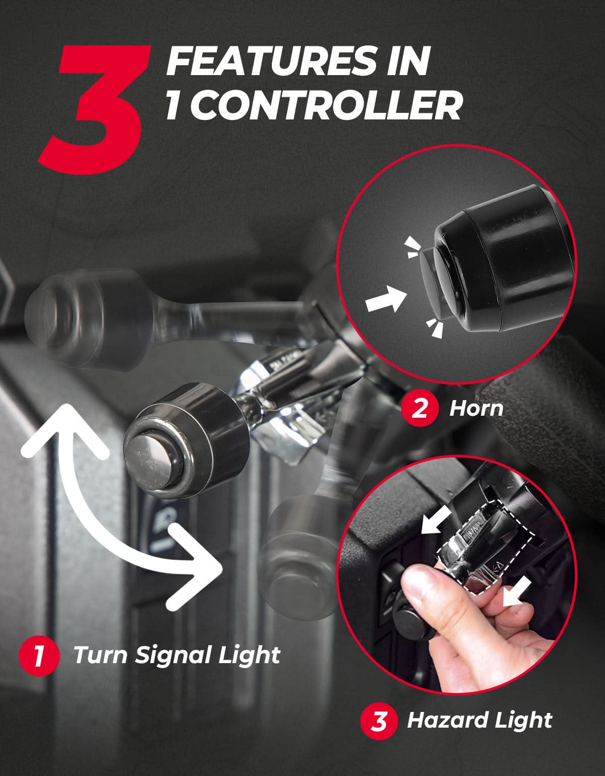 UTV/ATV Universal Turn Signal Kit with Horn & Hazard Lights - Image 5