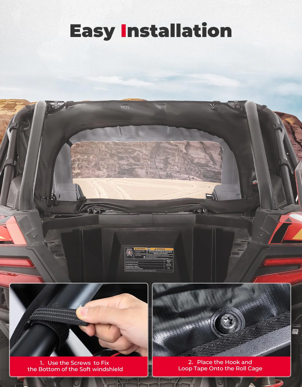 UTV Soft Rear Windshield for RZR PRO XP /Turbo R - Image 6