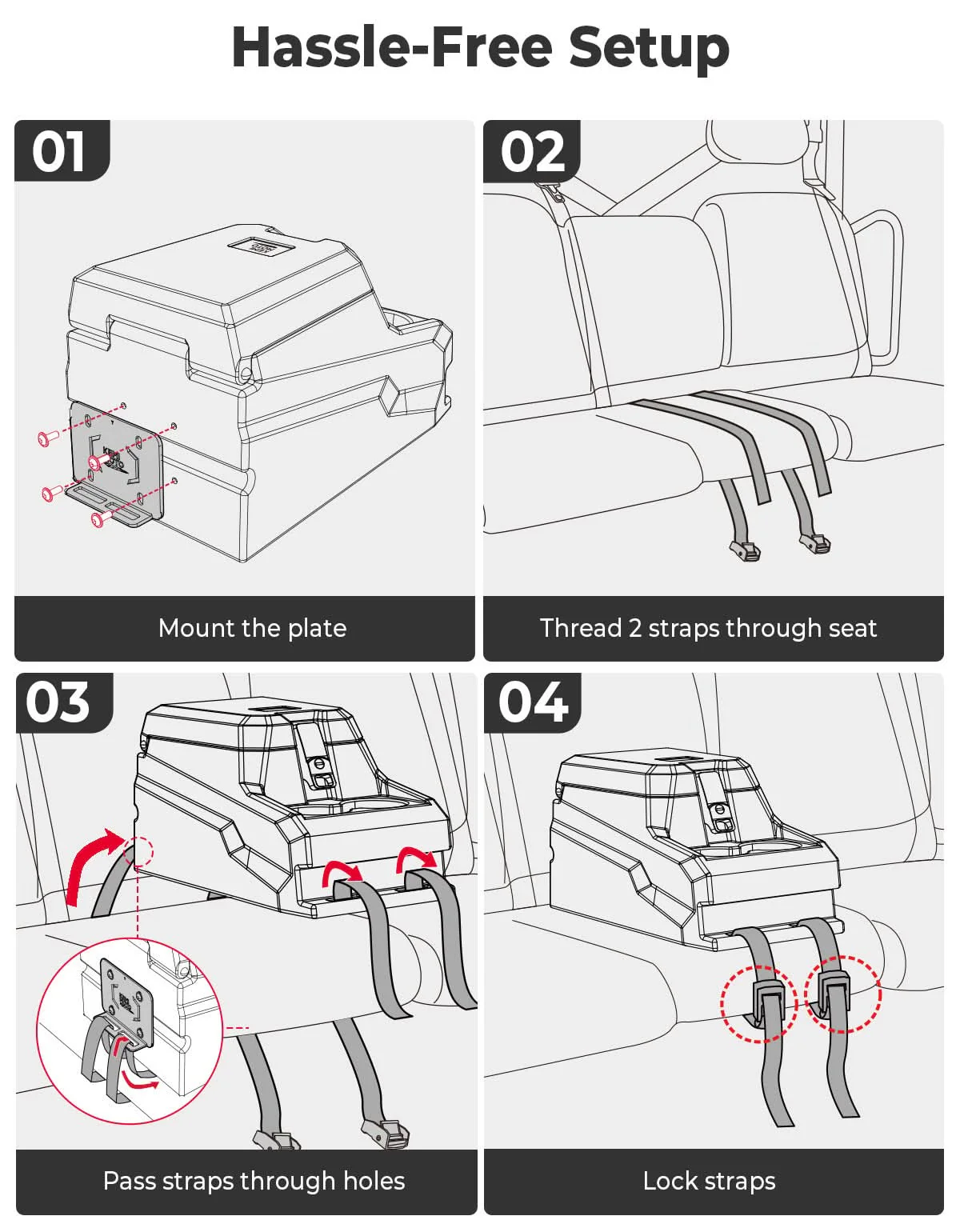 UTV Bench Seat Center Console Box for Polaris Ranger XP 1000/Crew 2017-2026/Uforce/Pionner - Image 7