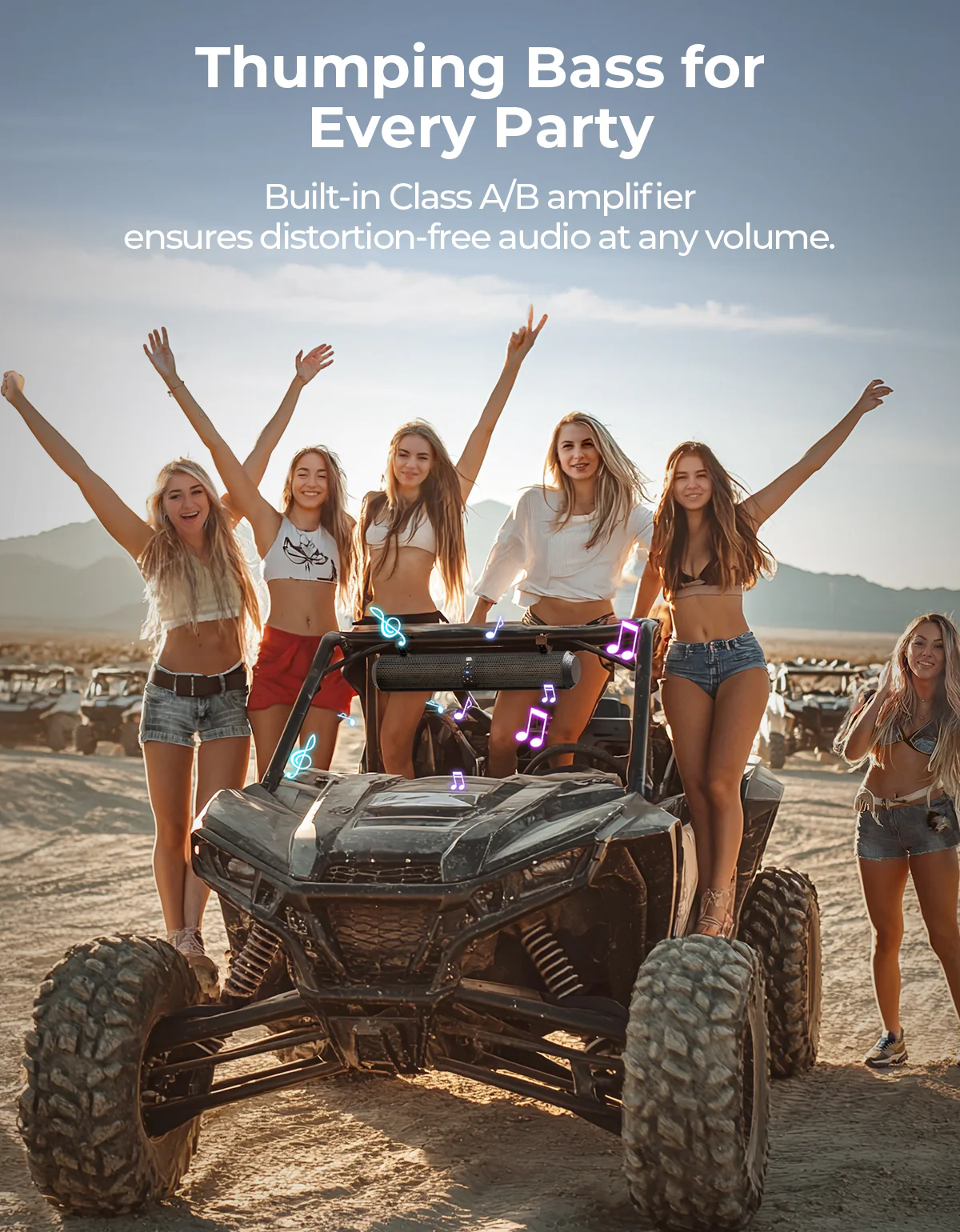 6 Speaker 28" UTV Bluetooth Sound Bar for Can Am Maverick X3/ RZR w/ 1.56"-2.25" Roll Bar - Image 2