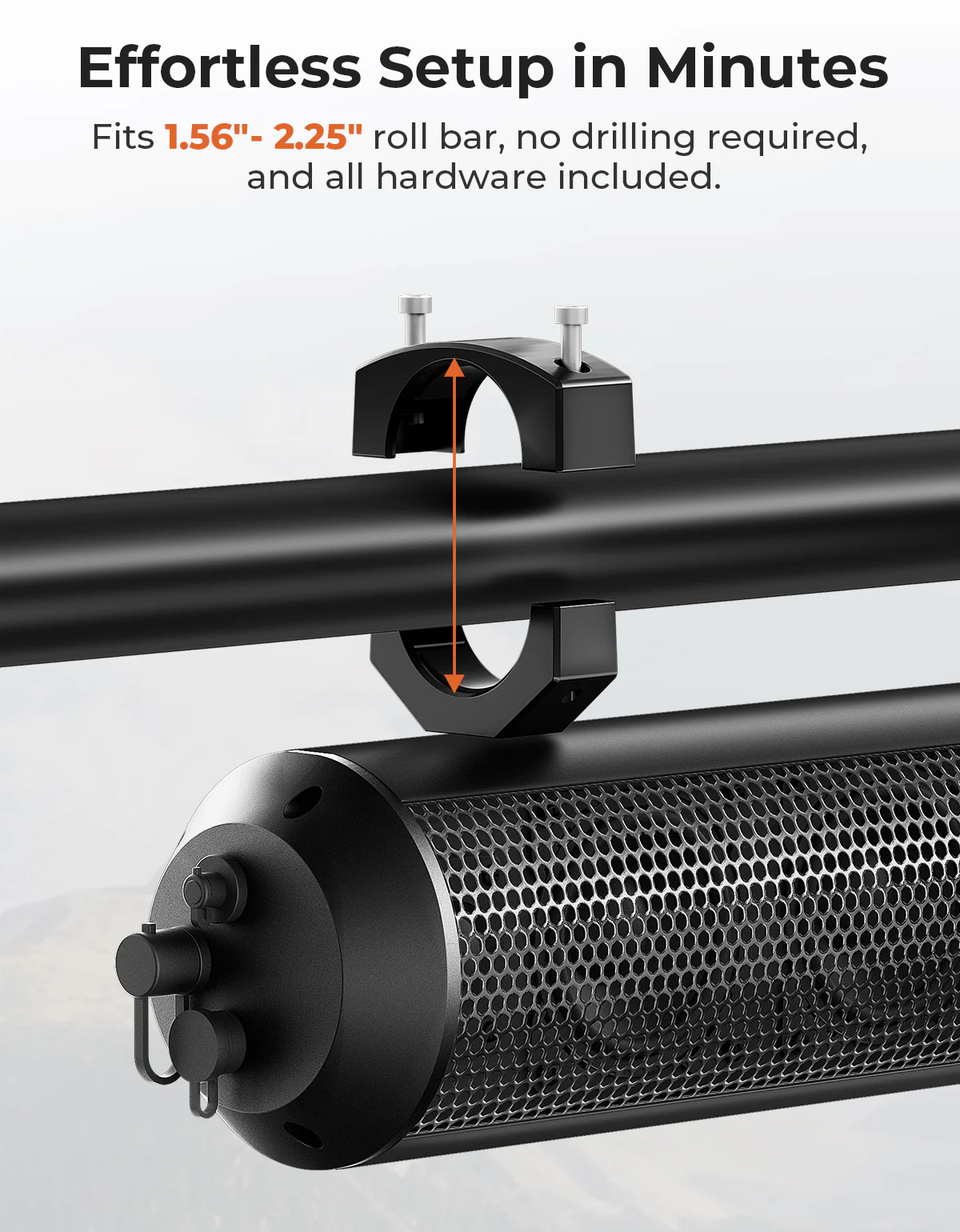 6 Speaker 28" UTV Bluetooth Sound Bar for Can Am Maverick X3/ RZR w/ 1.56"-2.25" Roll Bar - Image 9