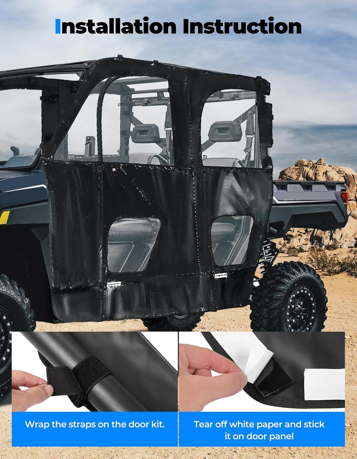 UTV Cab Enclosure for Polaris Ranger XP 1000 Crew 2018-2026 - Image 2