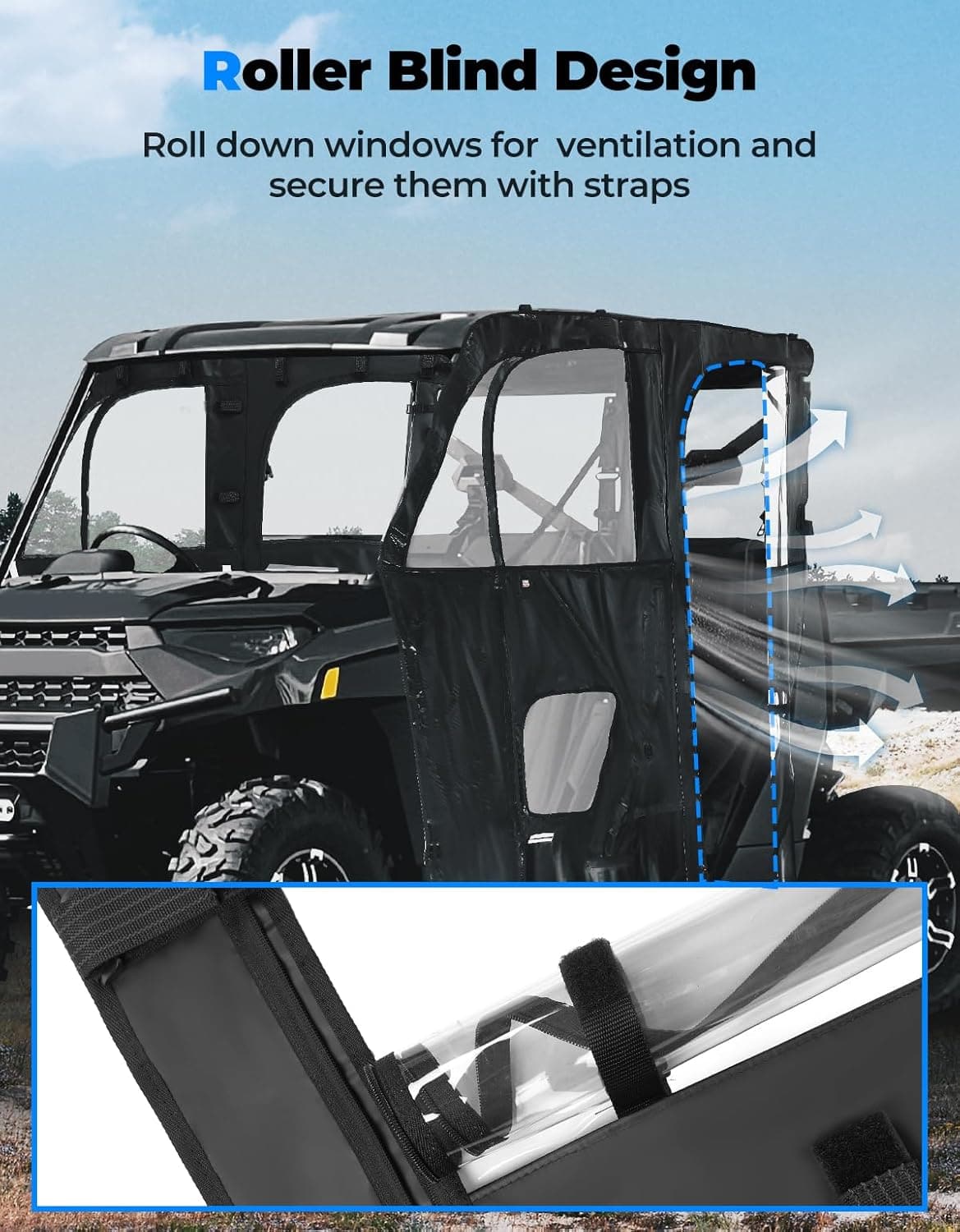 UTV Cab Enclosure for Polaris Ranger XP 1000 Crew 2018-2026 - Image 3