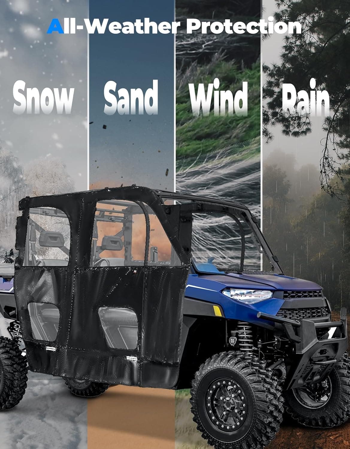UTV Cab Enclosure for Polaris Ranger XP 1000 Crew 2018-2026 - Image 4