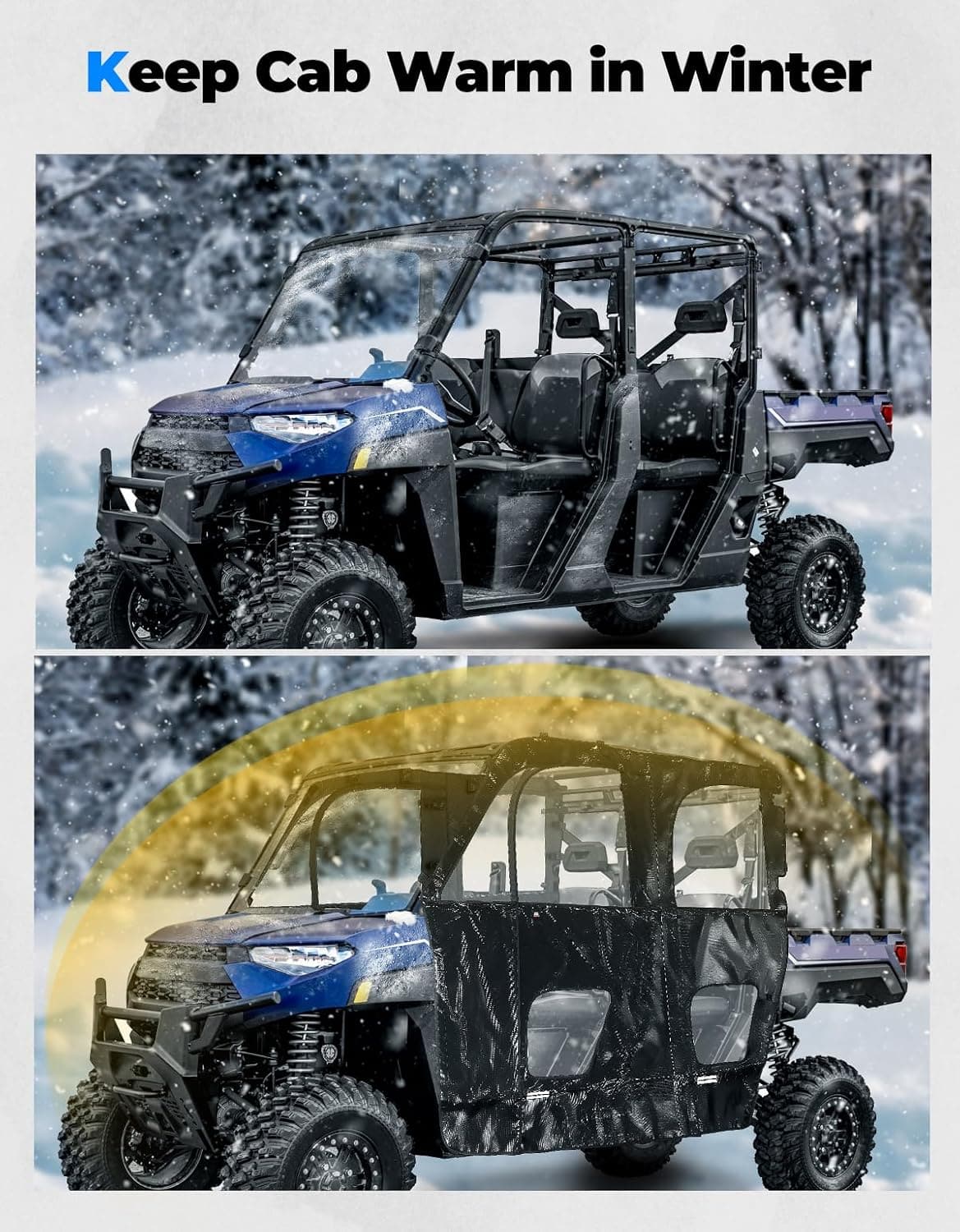 UTV Cab Enclosure for Polaris Ranger XP 1000 Crew 2018-2026 - Image 6