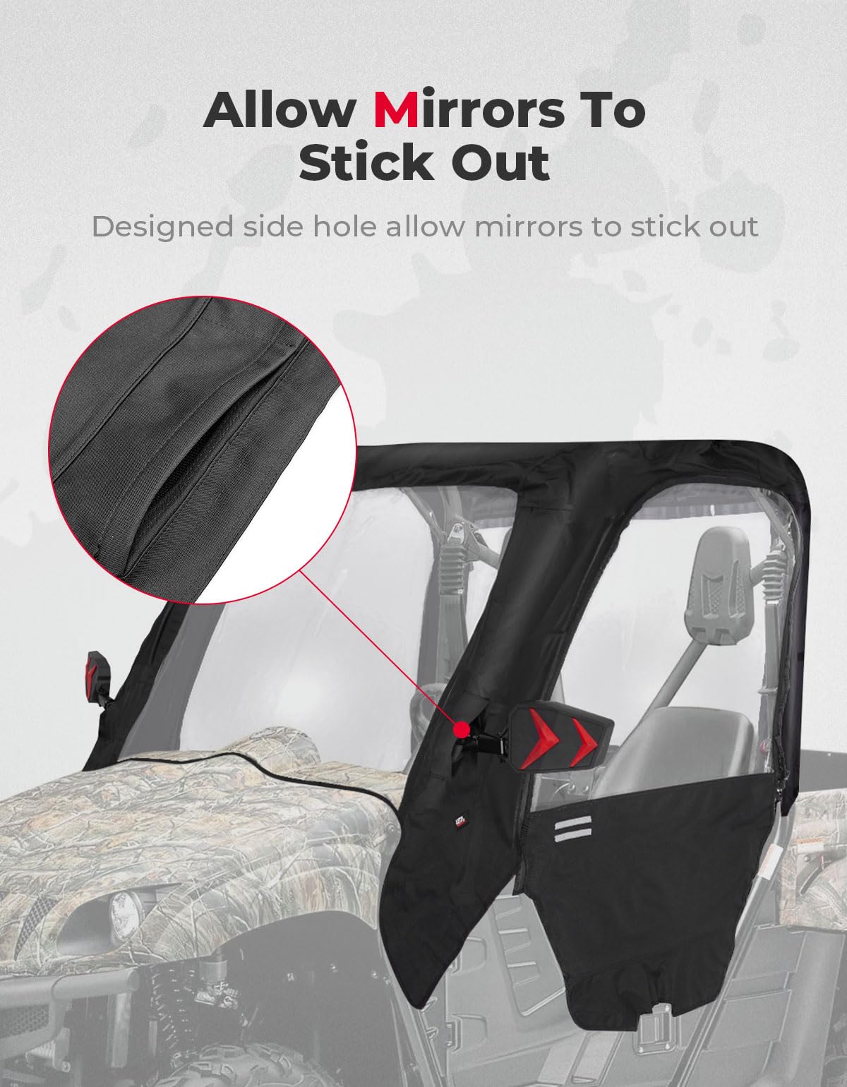 UTV Cab Enclosure Heavy-Duty 900D for Yamaha Rhino with Half Doors - Image 2