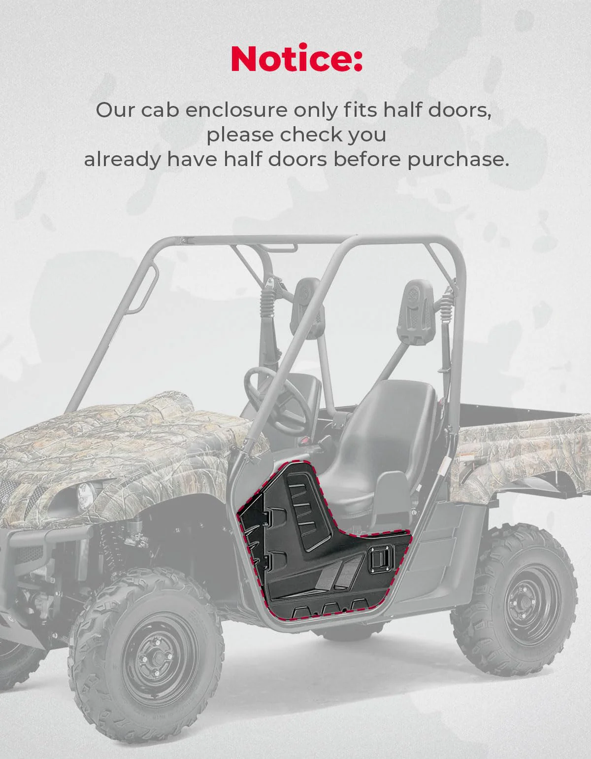 UTV Cab Enclosure Heavy-Duty 900D for Yamaha Rhino with Half Doors - Image 5