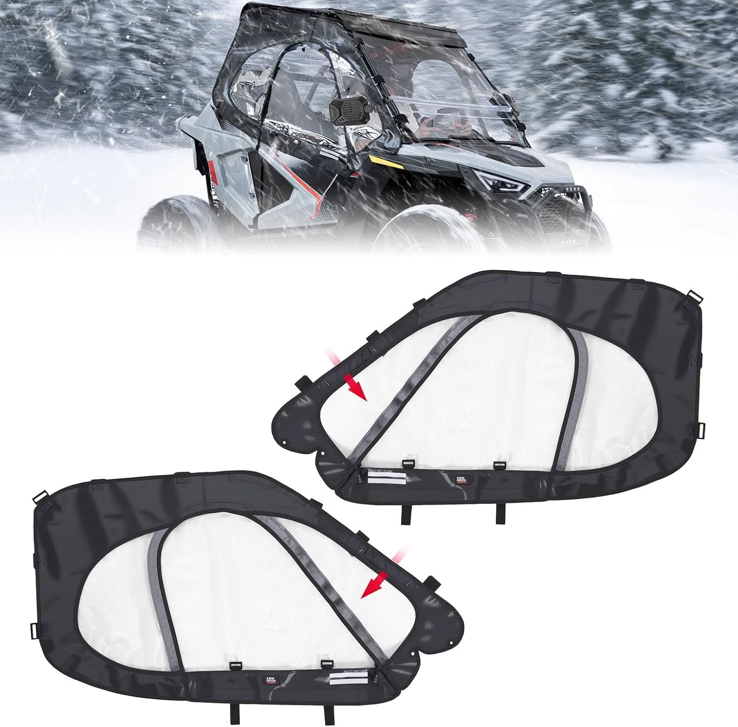 UTV Cab Enclosure Upper Doors for 2022-2025 Polaris RZR 200