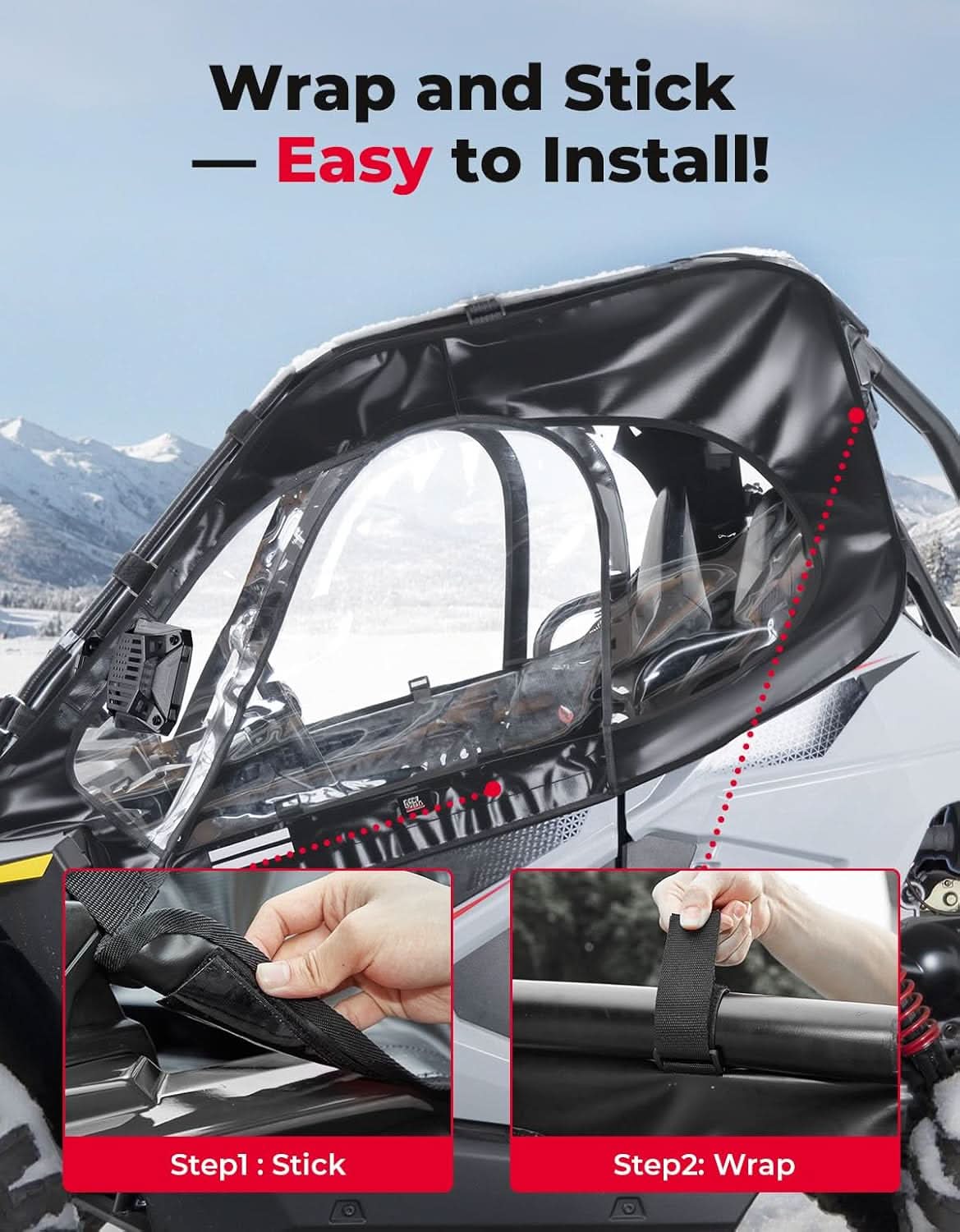 UTV Cab Enclosure Upper Doors for 2022-2025 Polaris RZR 200 - Image 6