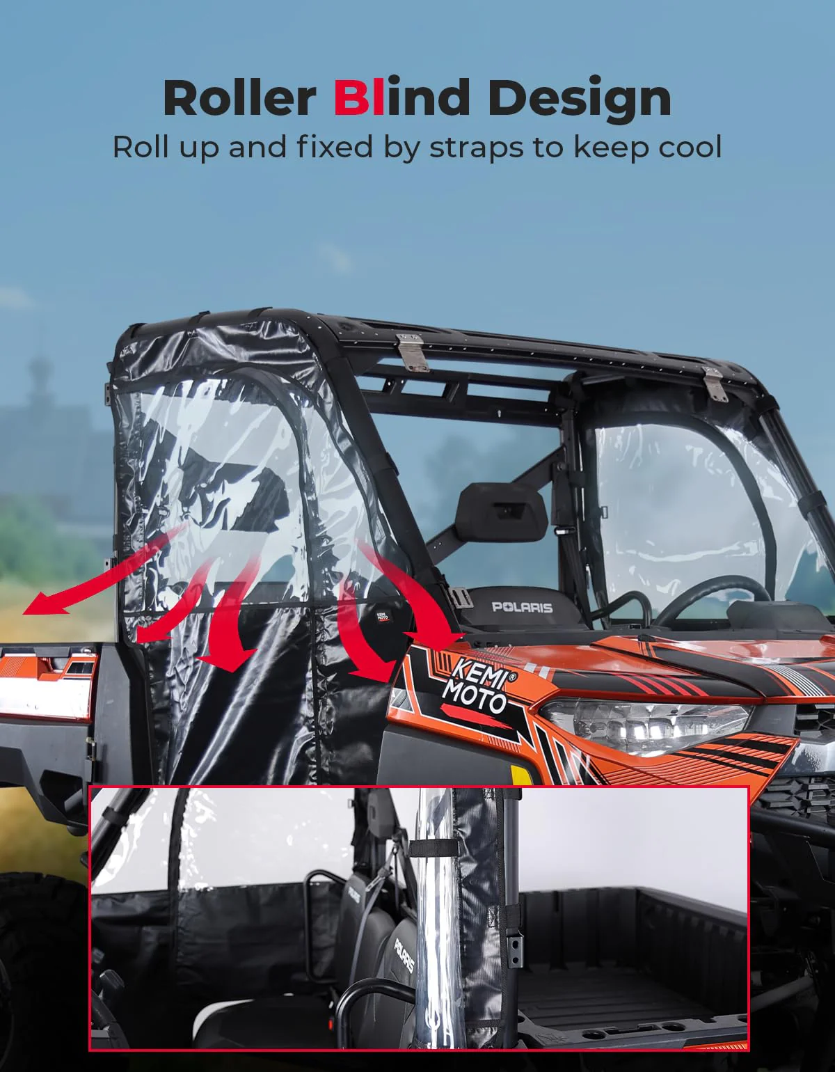 UTV Cab Enclosure Upper Doors for Ranger XP 1000 (2017-2025) - Image 3