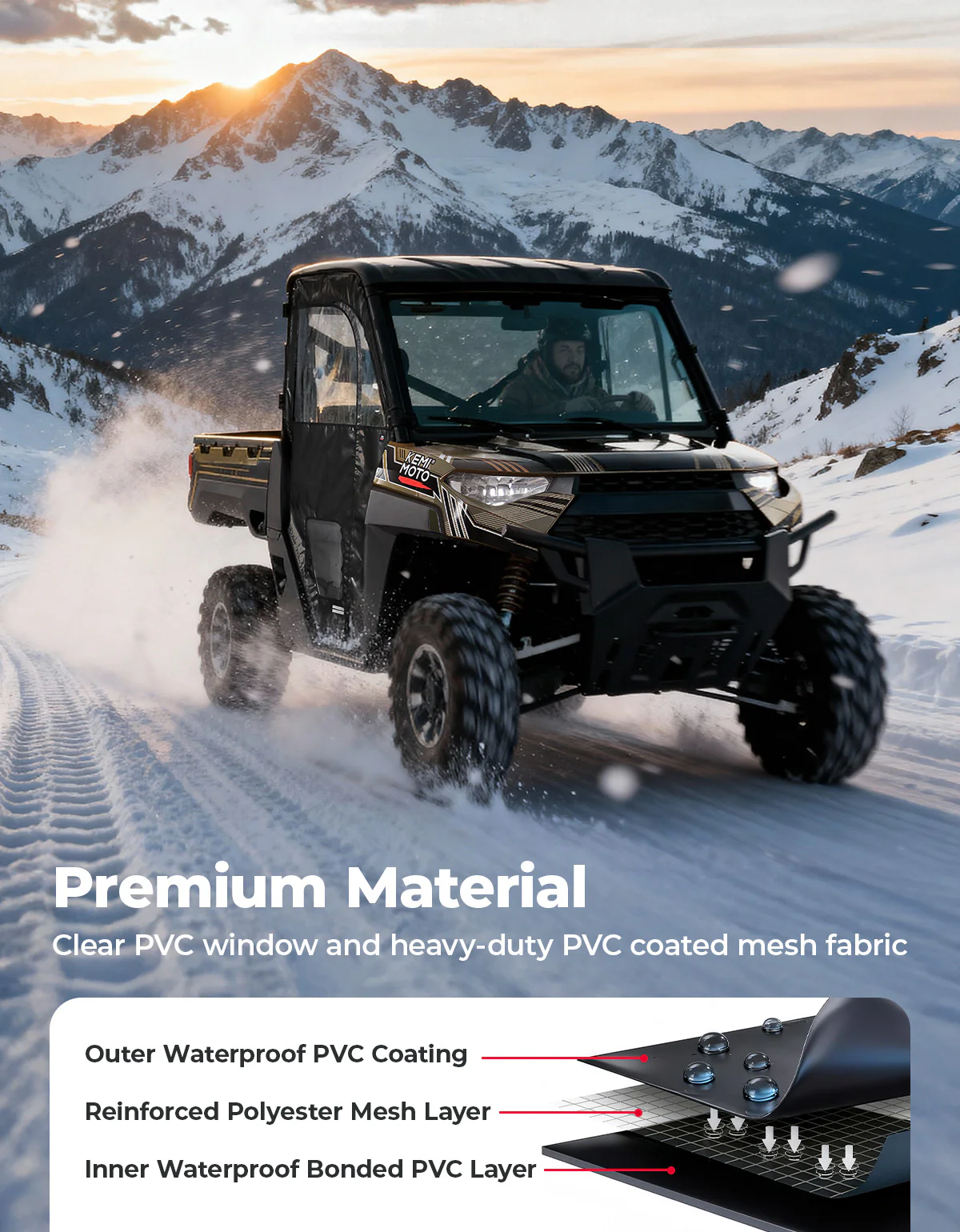 UTV Cab Enclosure Upper Doors for Ranger XP 1000 (2017-2025) - Image 5