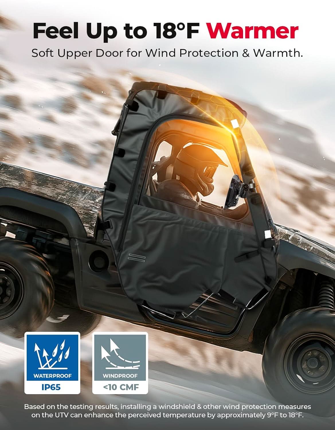 UTV Cab Enclosure Waterproof 1680D Soft Side Doors for Hisun, Axis, Coleman, Massimo MSU 500 - Image 2