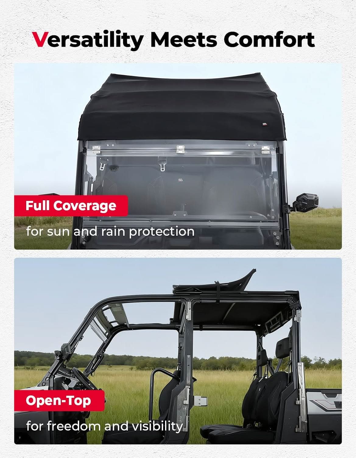 UTV Crew Roof Soft Top for Polaris Ranger Crew XP 1000/Crew 1000 2019-2026 - Image 3