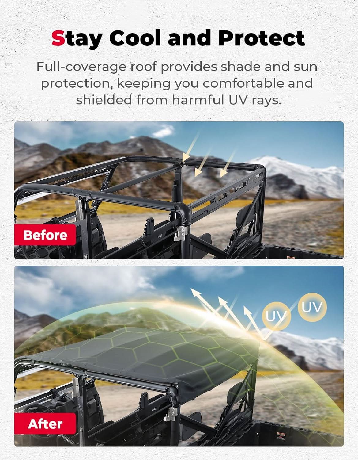 UTV Crew Roof Soft Top for Polaris Ranger Crew XP 1000/Crew 1000 2019-2026 - Image 5