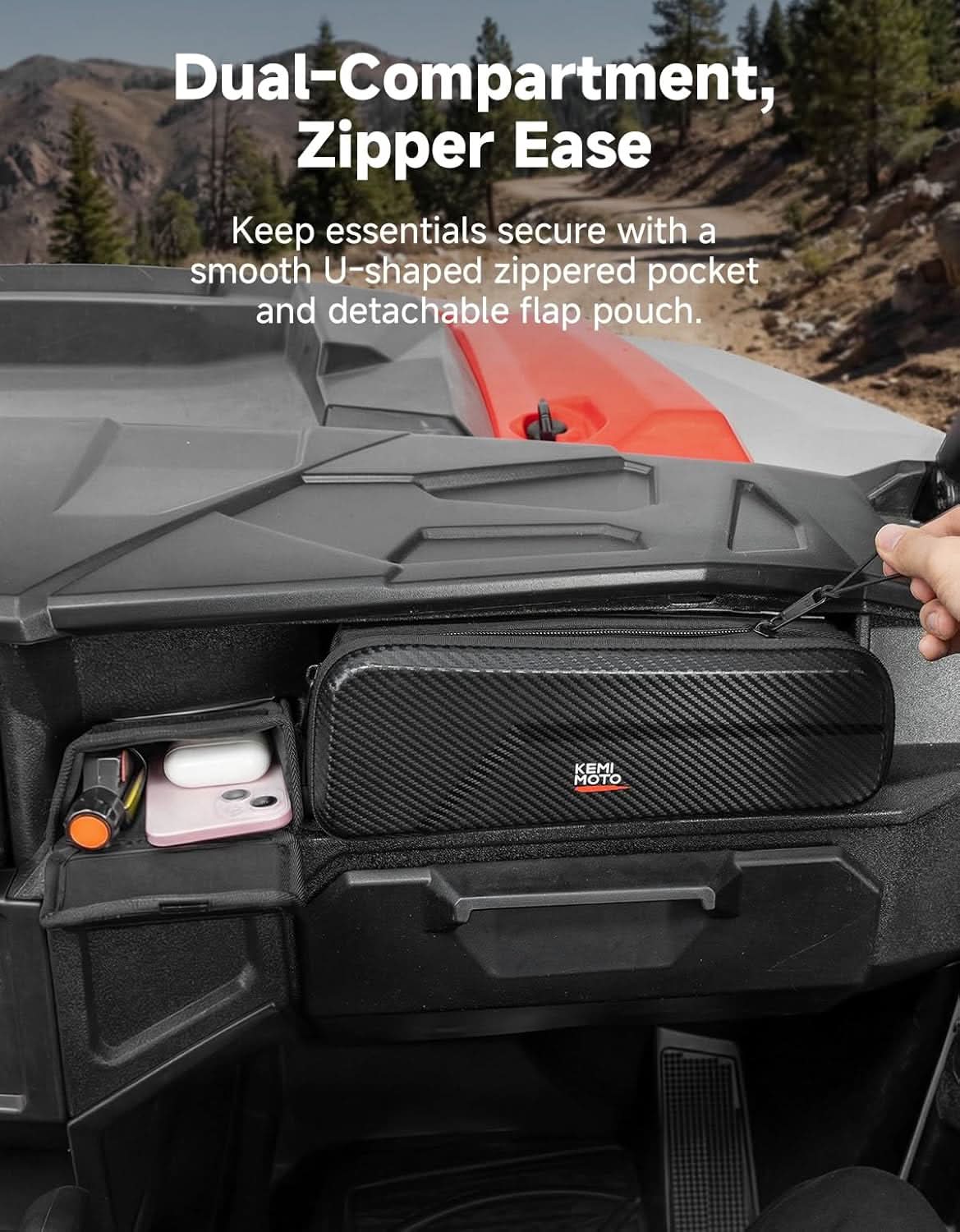 UTV Dashboard Storage Bag Upgrade for Polaris General 1000/4 1000/XP 1000/XP 4 1000 2016-2026 - Image 3