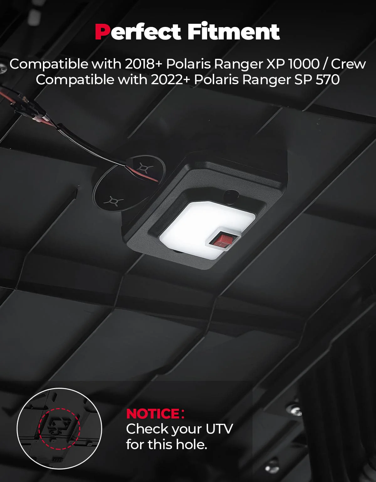 UTV Dome Light for Polaris Ranger XP 1000 SP 570 2018-2026 - Image 5