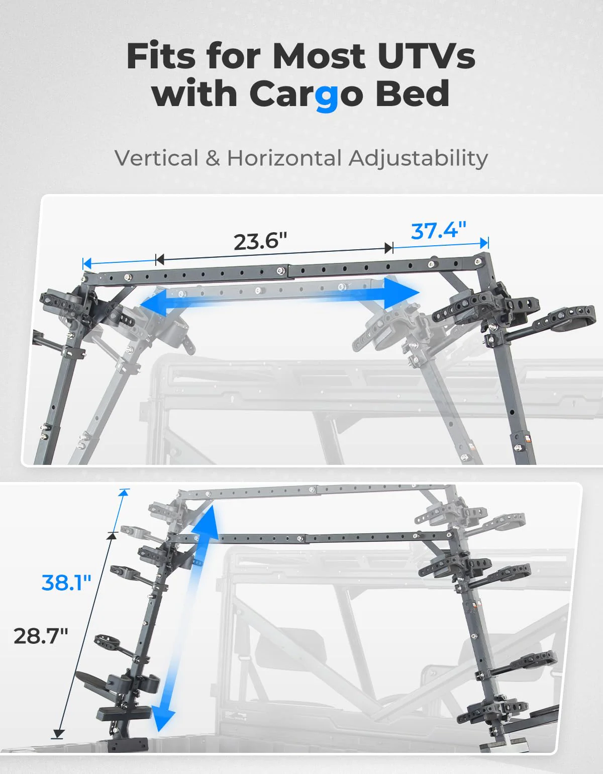UTV Double Crossbow Rack for Polaris Ranger General Pioneer - Image 3