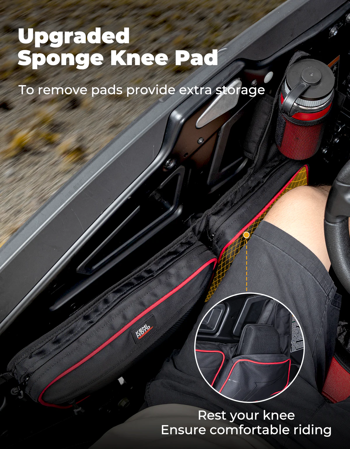 UTV Front Side Door Bags for Polaris RZR, Red - Image 5