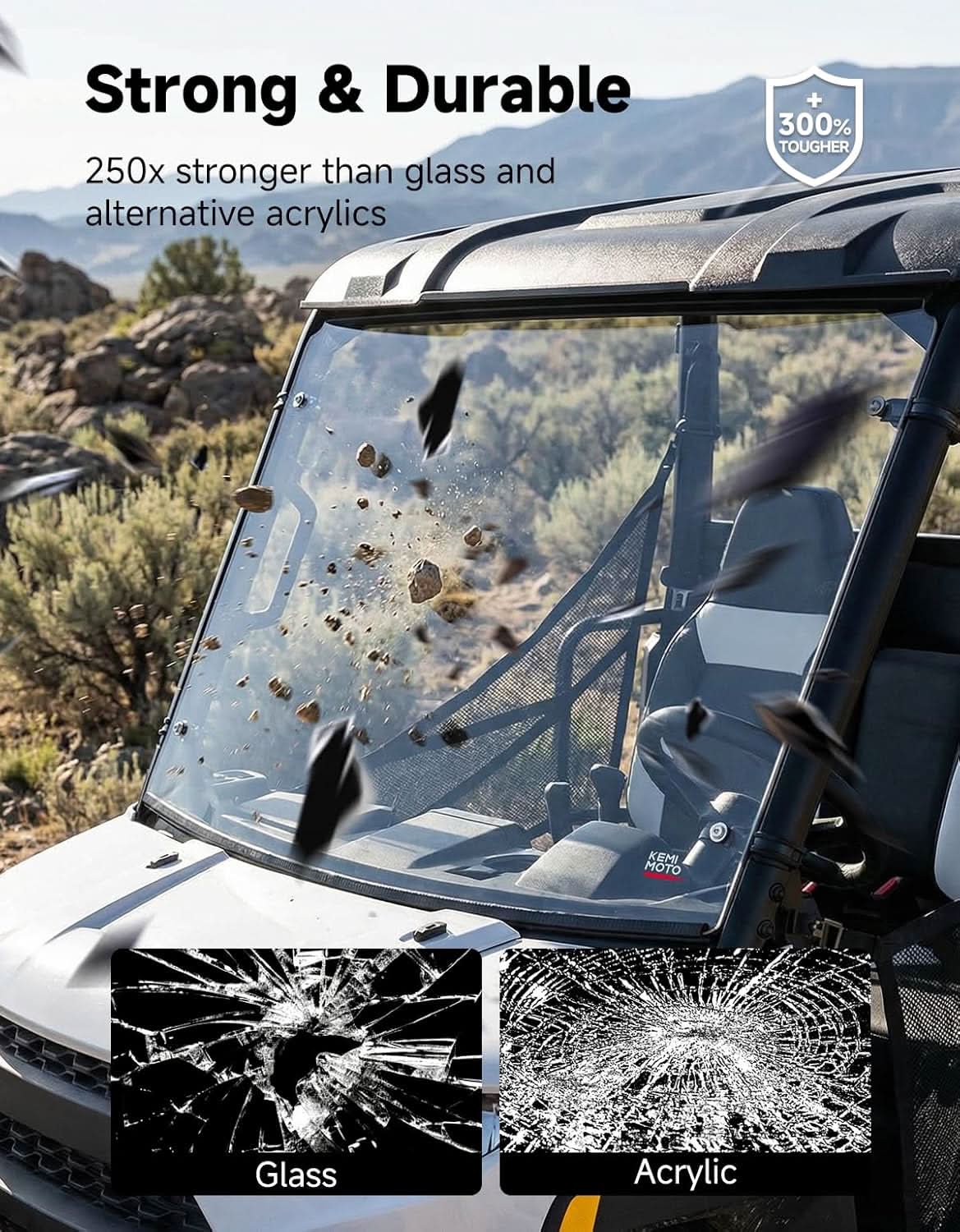 UTV Front Windshield Scratch-Resistant for Polaris Ranger 150 EFI Youth 2018+ - Image 3