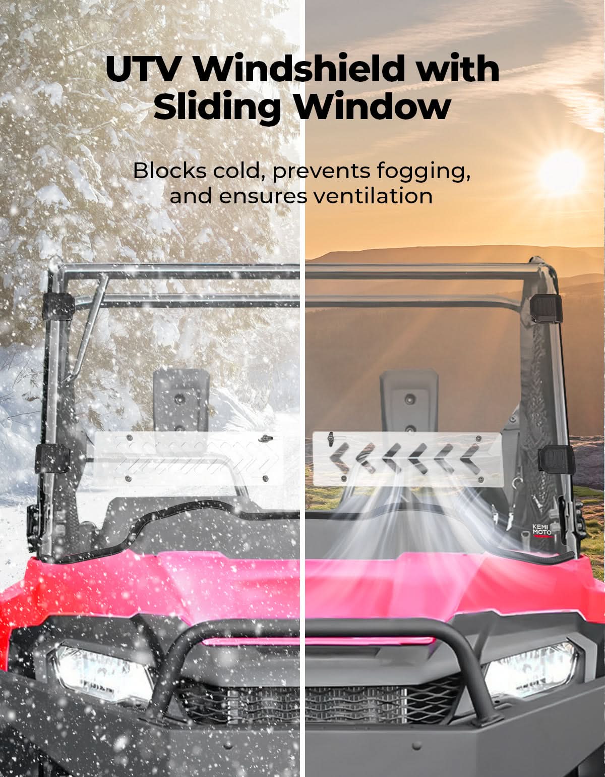 UTV Front Windshield with Sliding Window for Pioneer 700/700-4 2014-2026 - Image 3