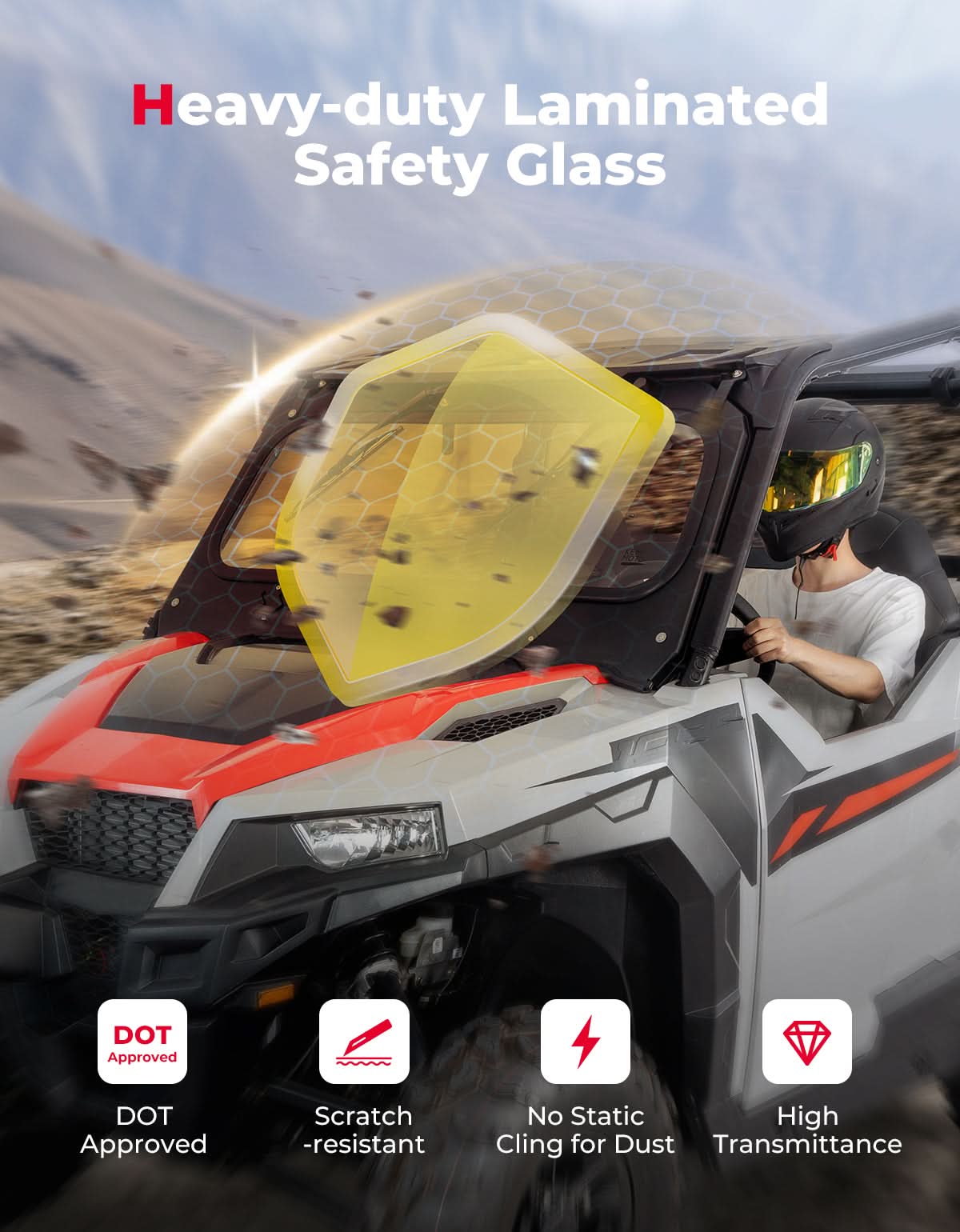 UTV Glass Windshield Front Windshield for Polaris General 1000, XP 1000, 4 1000 2016-2026 - Image 5