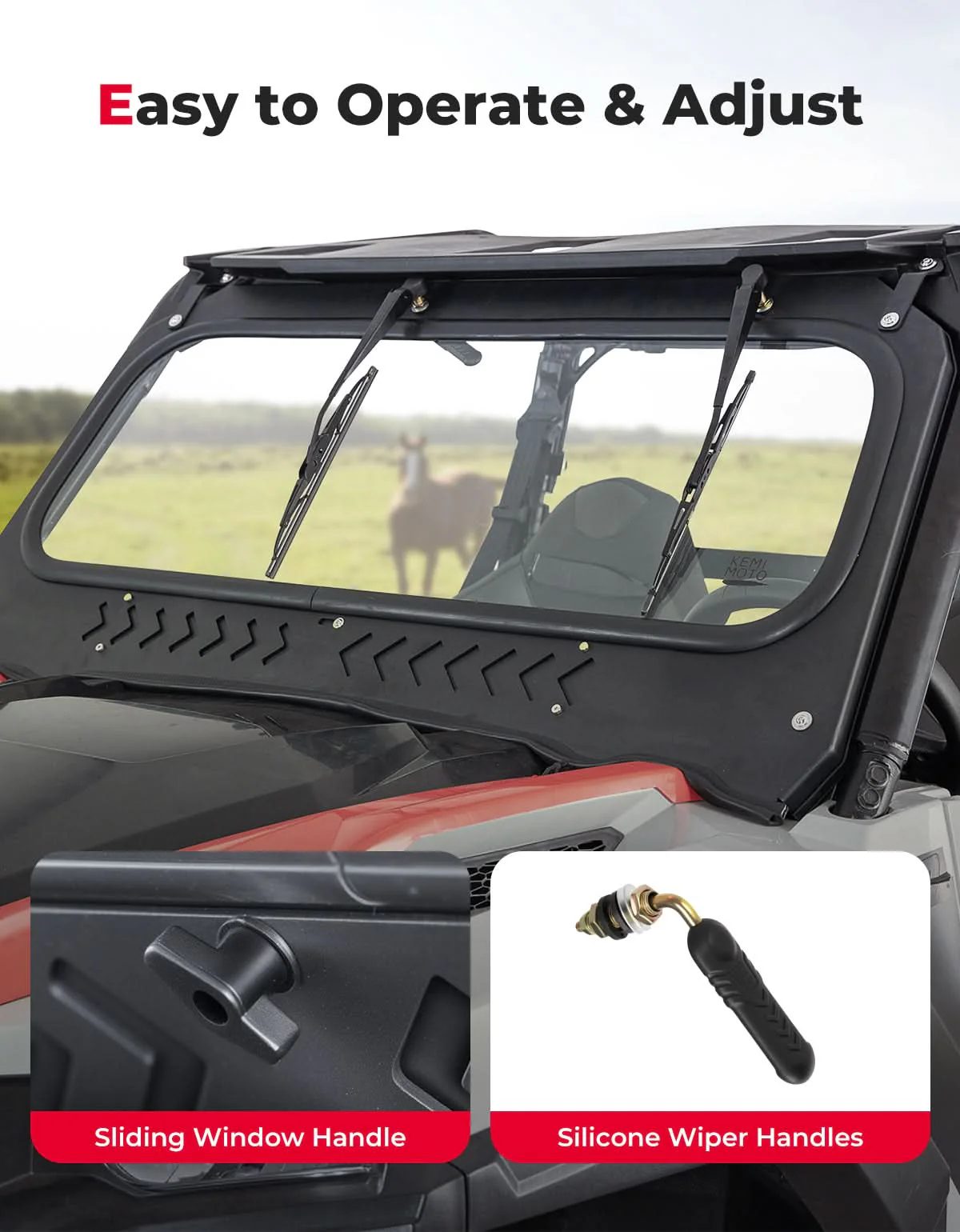 UTV Glass Windshield Front Windshield for Polaris General 1000, XP 1000, 4 1000 2016-2026 - Image 6