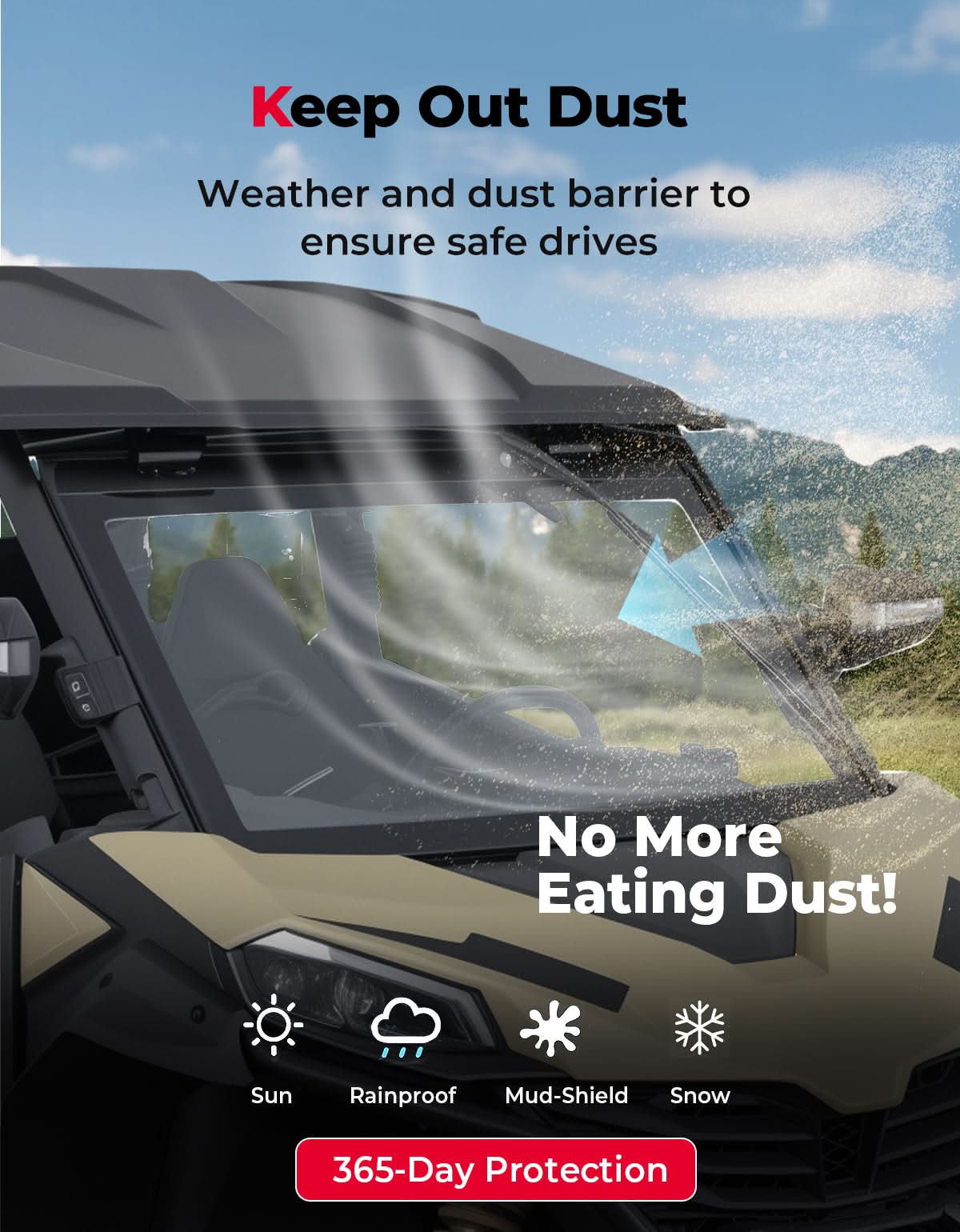 UTV Glass Windshield with Wiper For CFMOTO ZForce 950| ZForce 800(2023+) - Image 6
