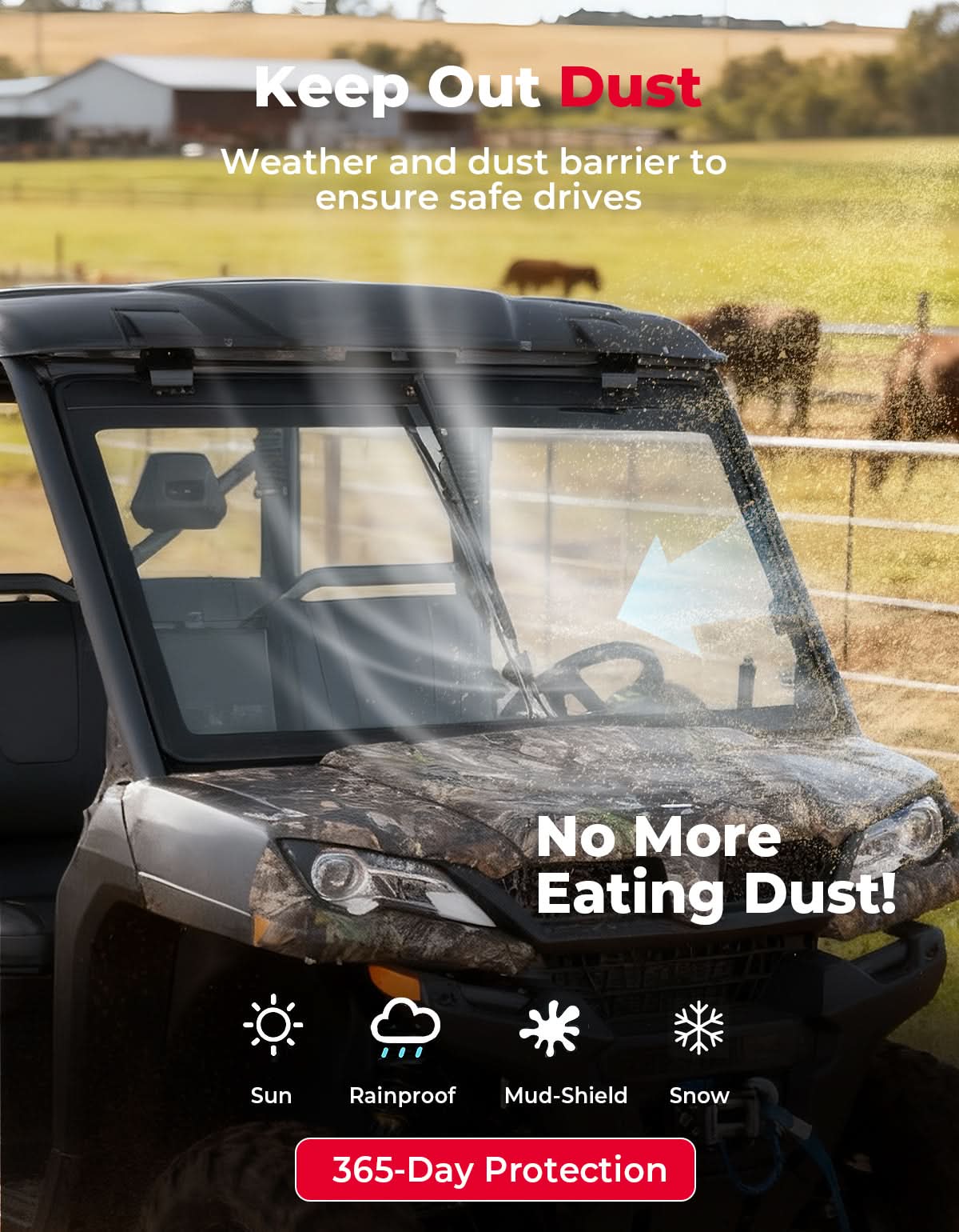 UTV Glass Windshield with Wipers for CFMOTO UForce 1000| 1000 XL - Image 4