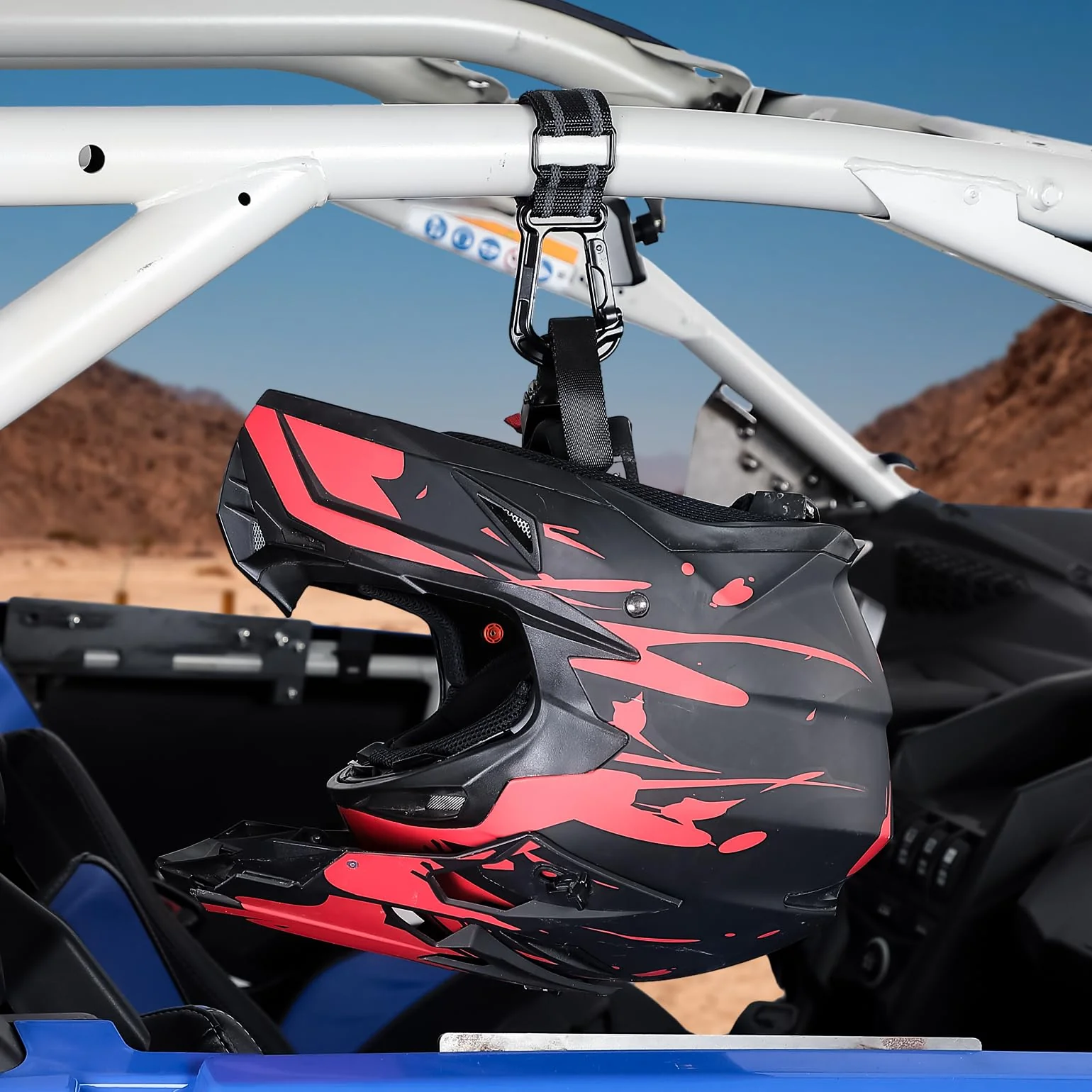 2 pcs UTV Helmet Hanger Hook fits 1.5" -2.0" Roll Bar for Polaris RZR, Can Am - Image 8
