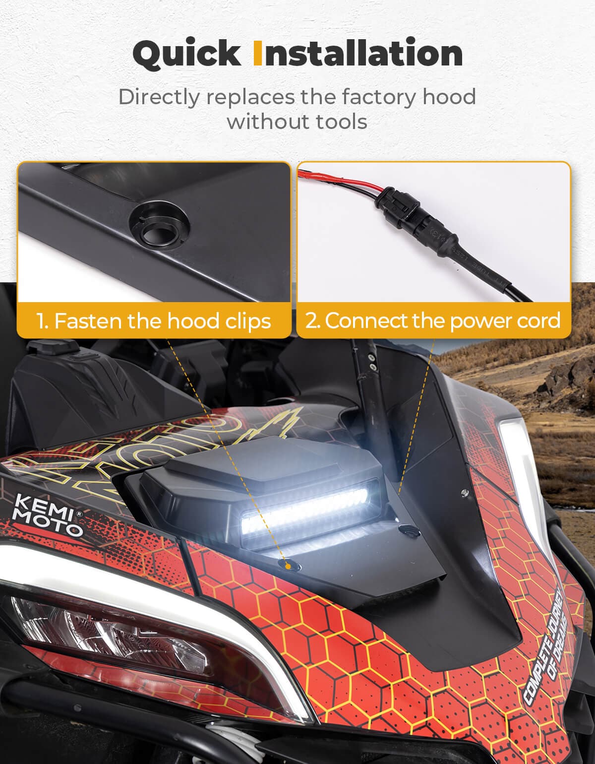 UTV Hood Scoop with Light for CFMOTO ZForce 950 2020-2024 - Image 4
